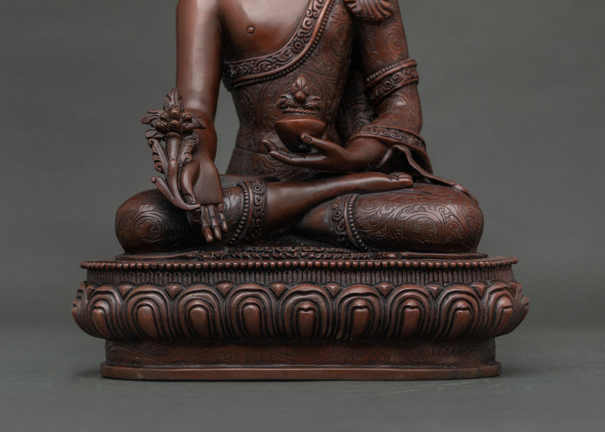 Bhaisajyaguru (Sangye Menla) Statue | Buddhist Oxidized Copper Figurine