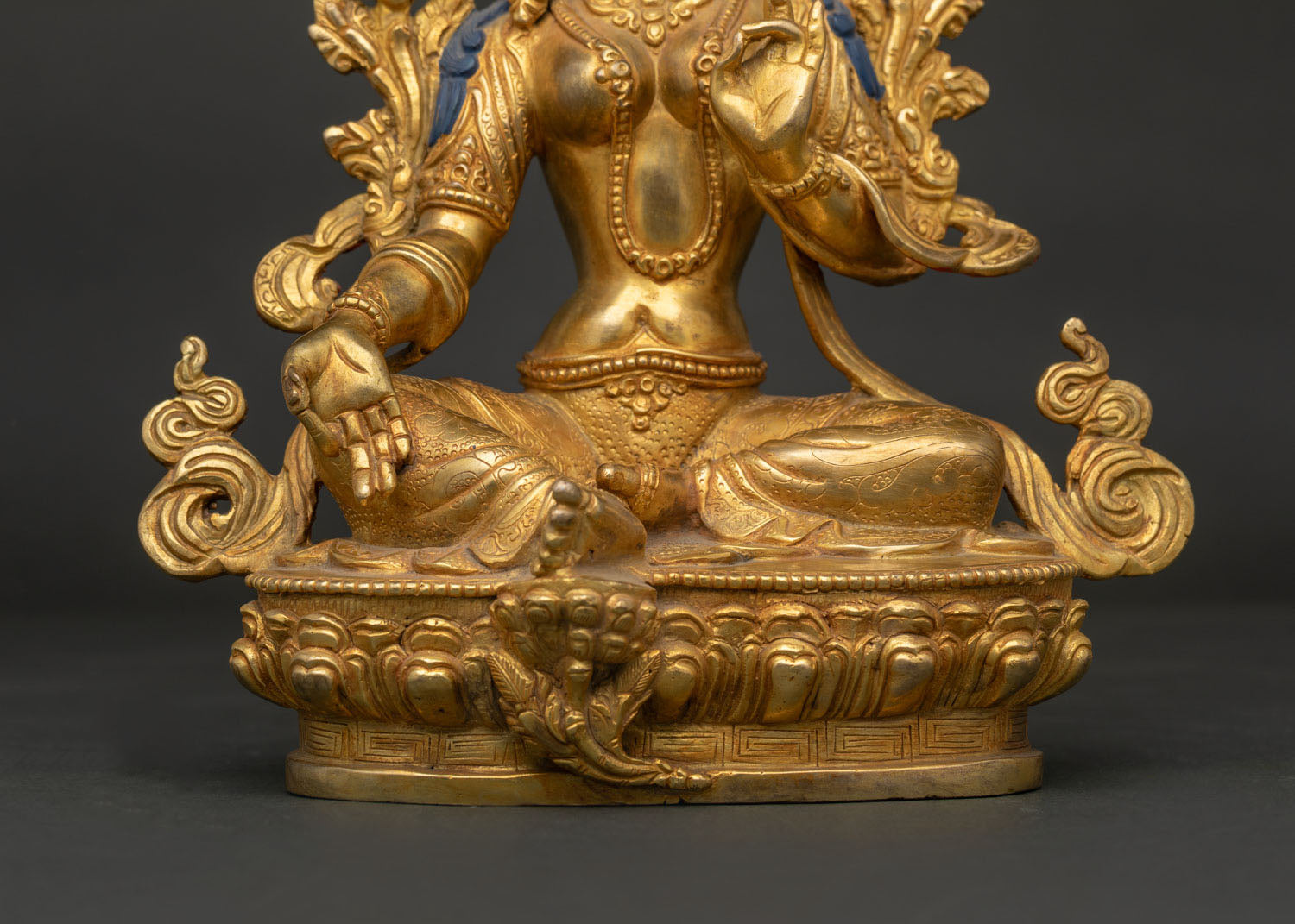 Green Tara Statue | 24K Gold Fire Gilded Buddhist Artwork