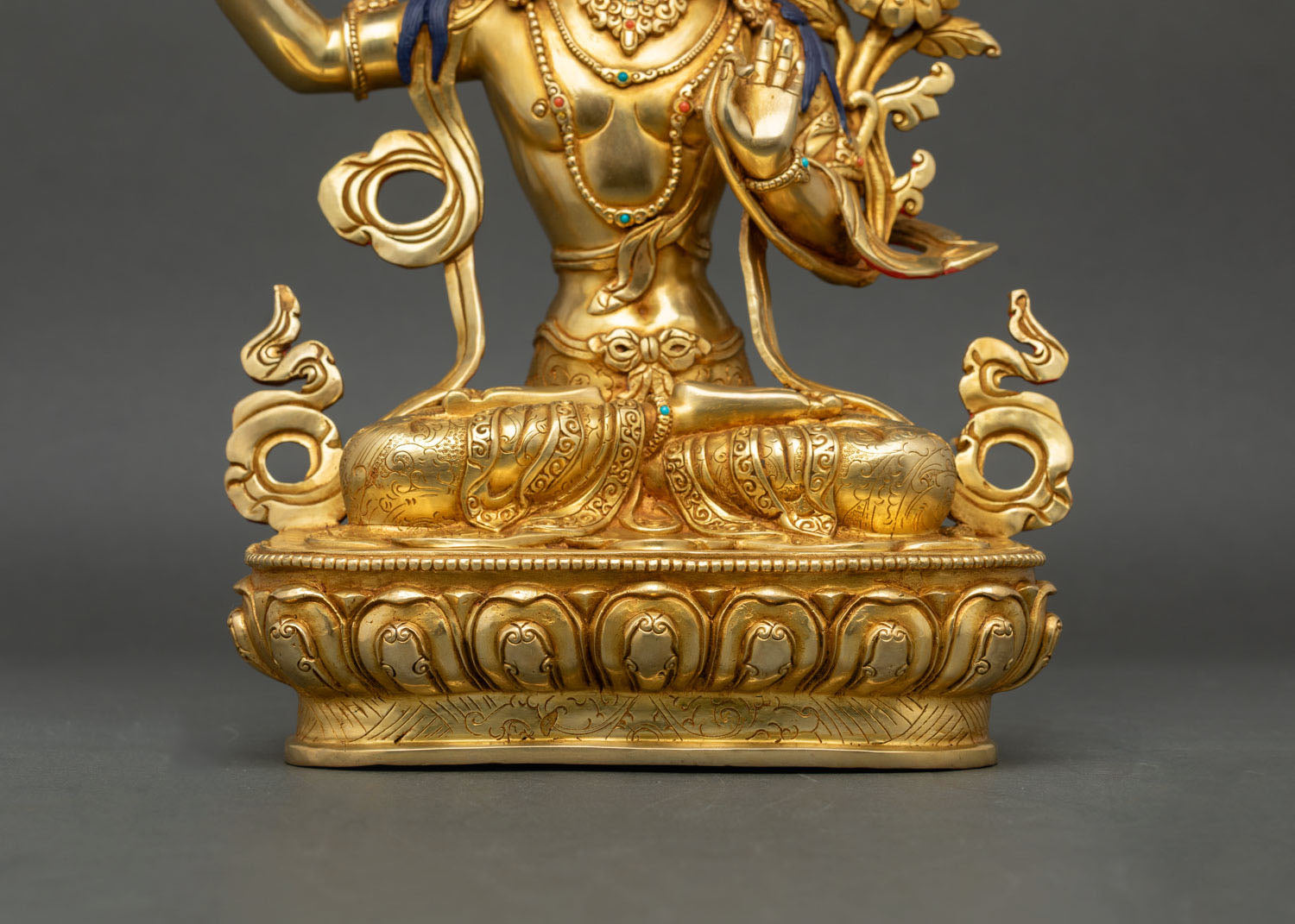 Manjushree Statue from Nepal | Gold Gilded Copper Artwork