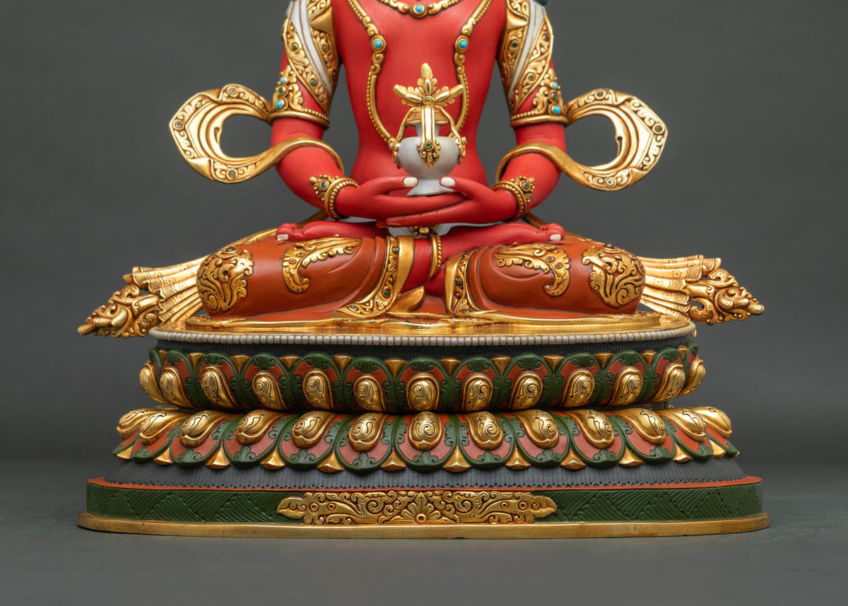 Premium Amitayus Statue – Hand-Painted Longevity Buddha Sculpture