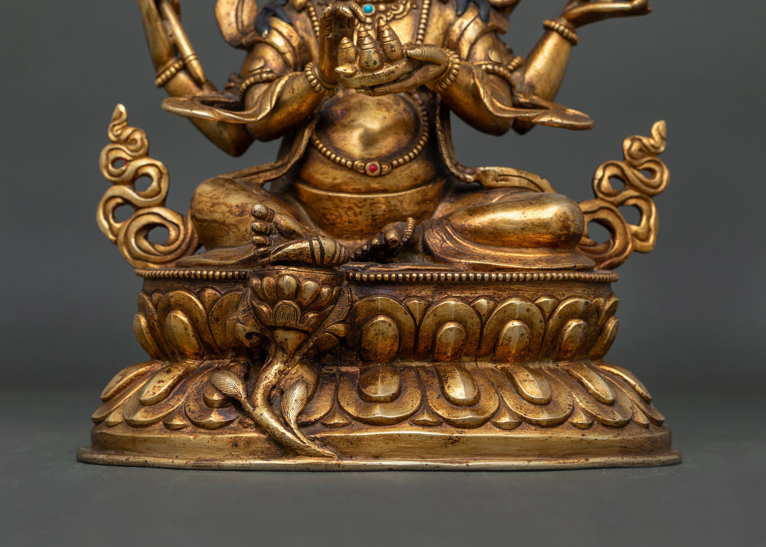 Dzambhala Statue | Gold Fire-Gilded Wealth Deity Sculpture