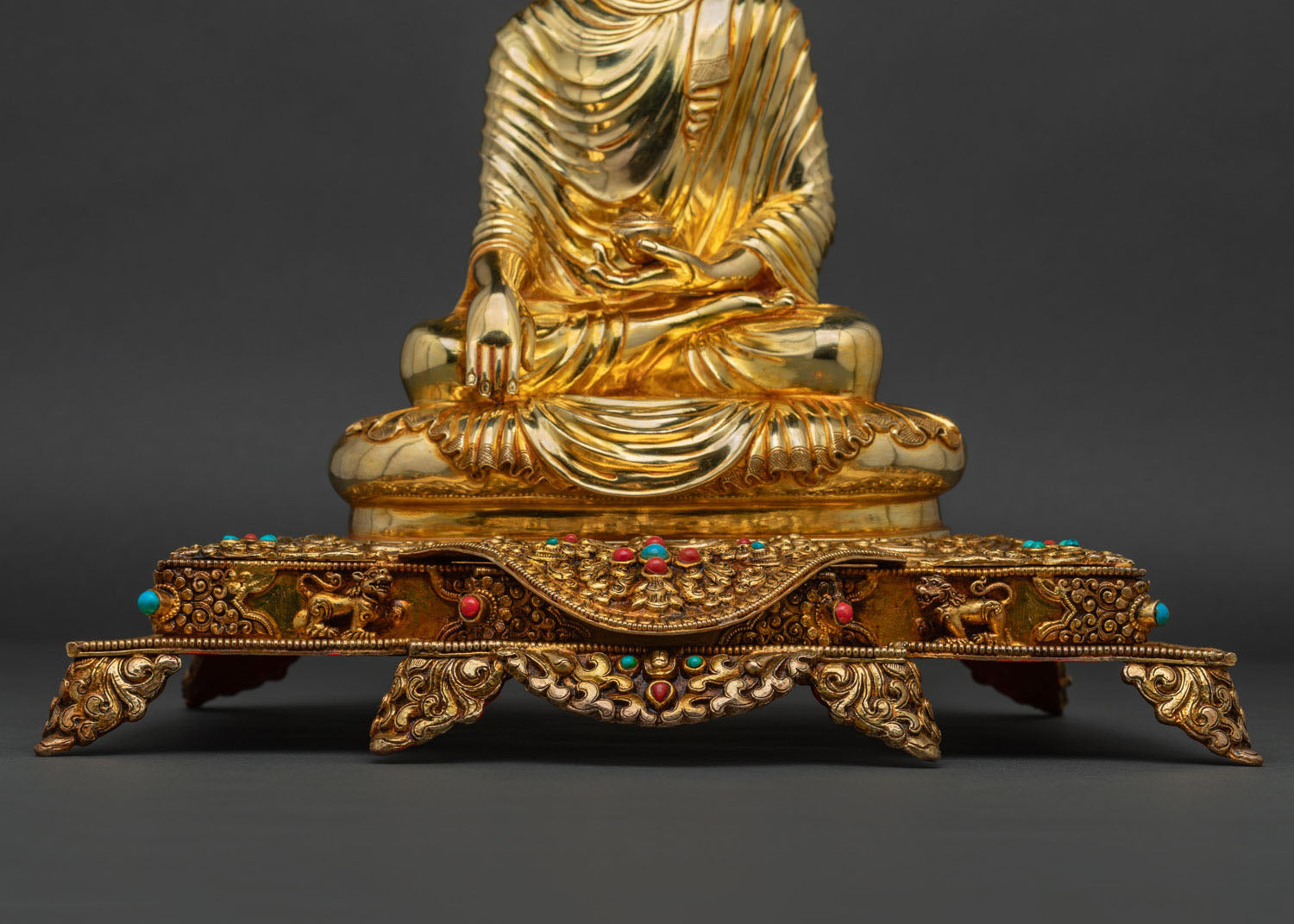 Shakyamuni Buddha Statue with Jeweled Throne | Nepali Art & Craft