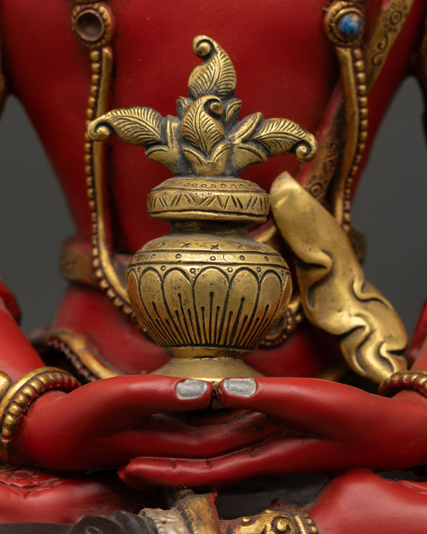 Acrylic-Painted Amitayus Statue – Eternal Buddha of Long Life