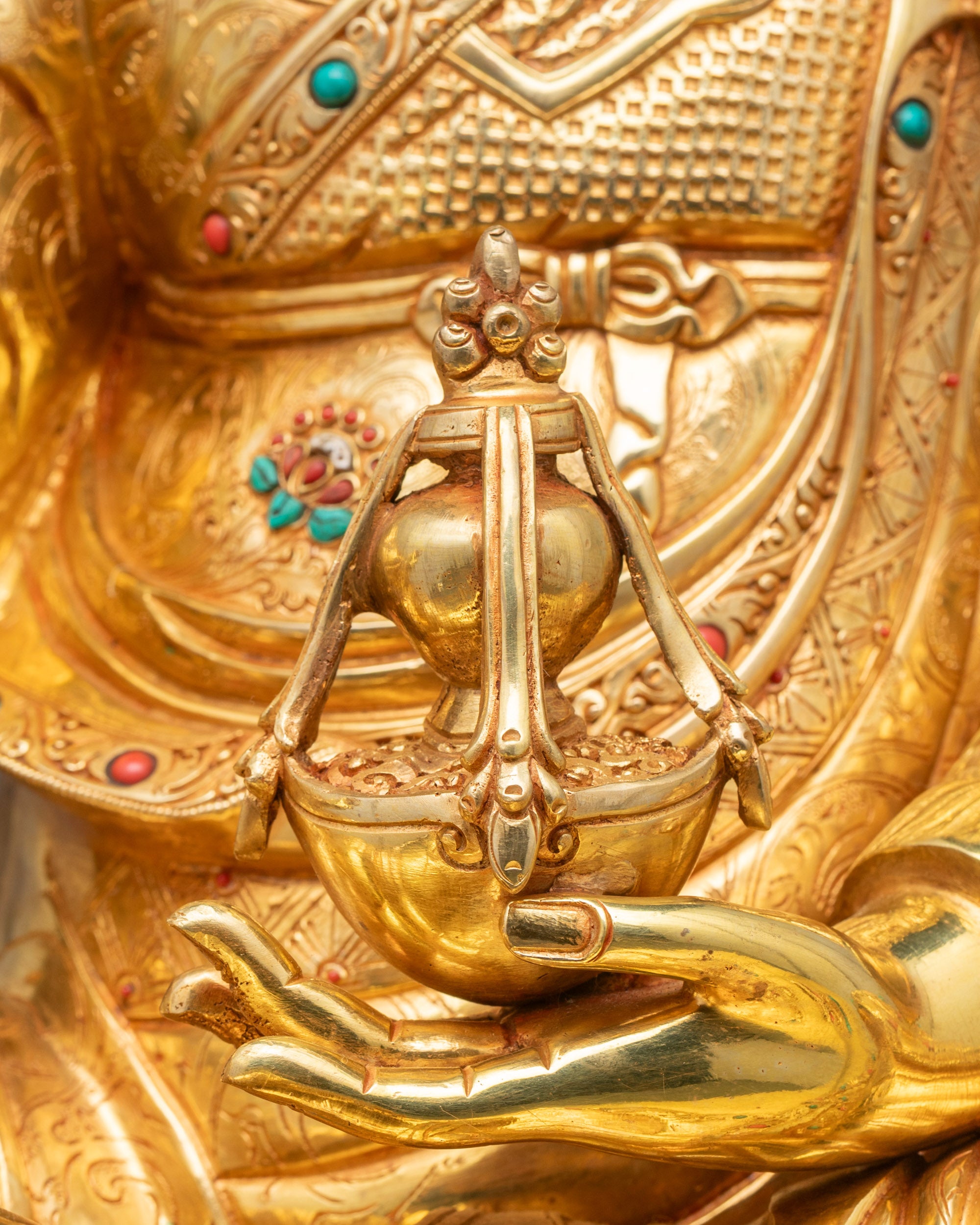 Guru Padmasambhava Statue with Ornate Throne | Buddhist Art & Decor