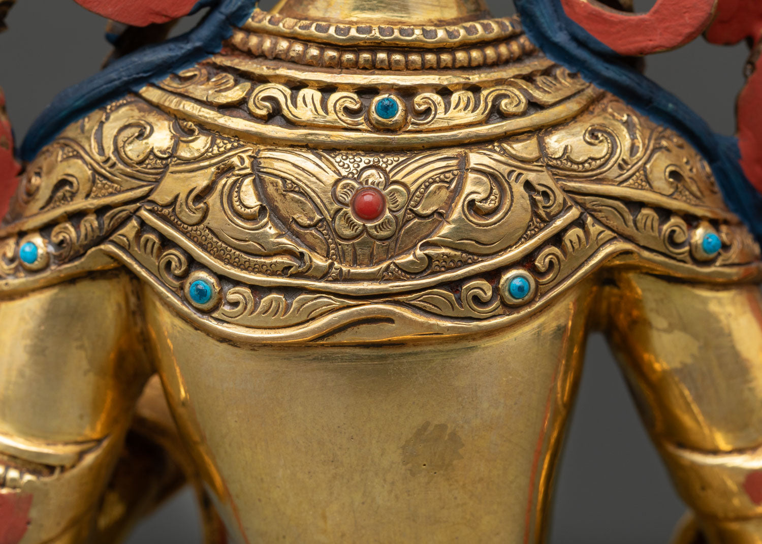 Elegant Green Tara | Gold Gilded Copper Tara Statue