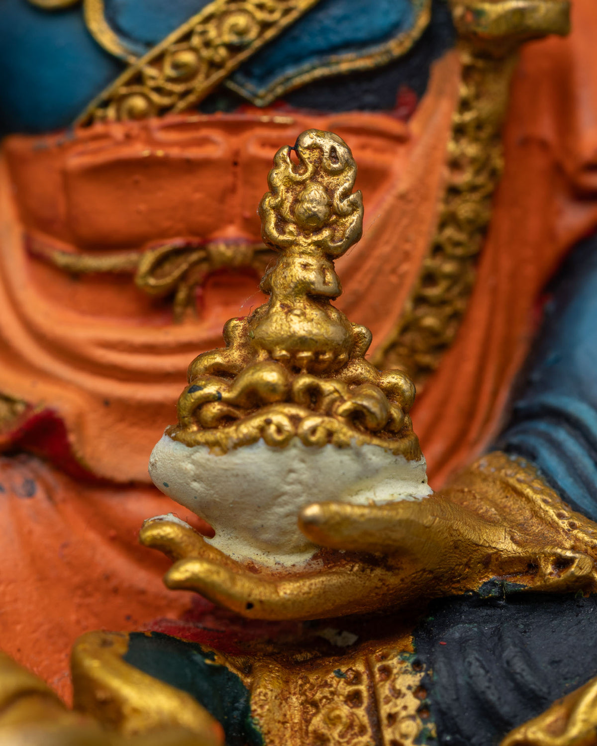 Hand-painted Guru Rinpoche Statue | Nepalese Buddhist Artwork