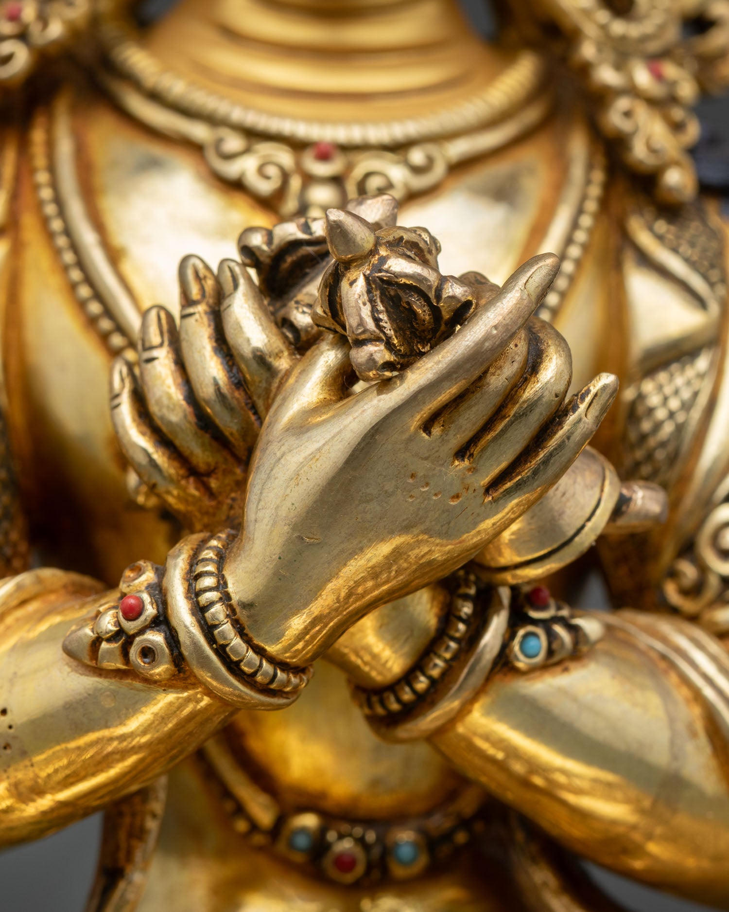 Vajradhara Buddha Statue | 24K Gold Copper Buddhist Sculpture