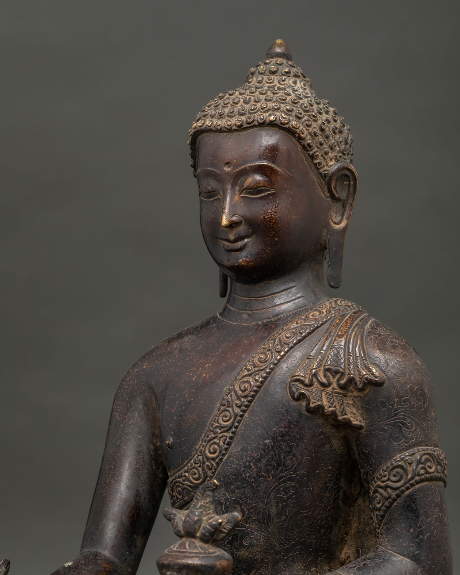 Bhaisajyaguru Buddha Statue | Nepalese Handmade Sculpture for Altar