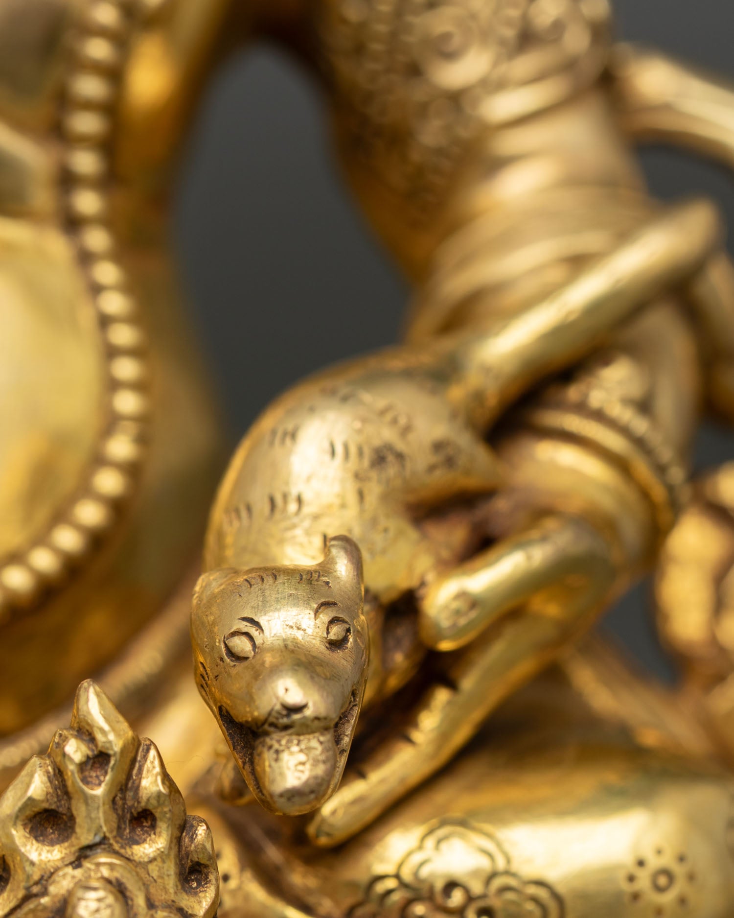 Golden Dzambhala Statue for Wealth and Spiritual Abundance