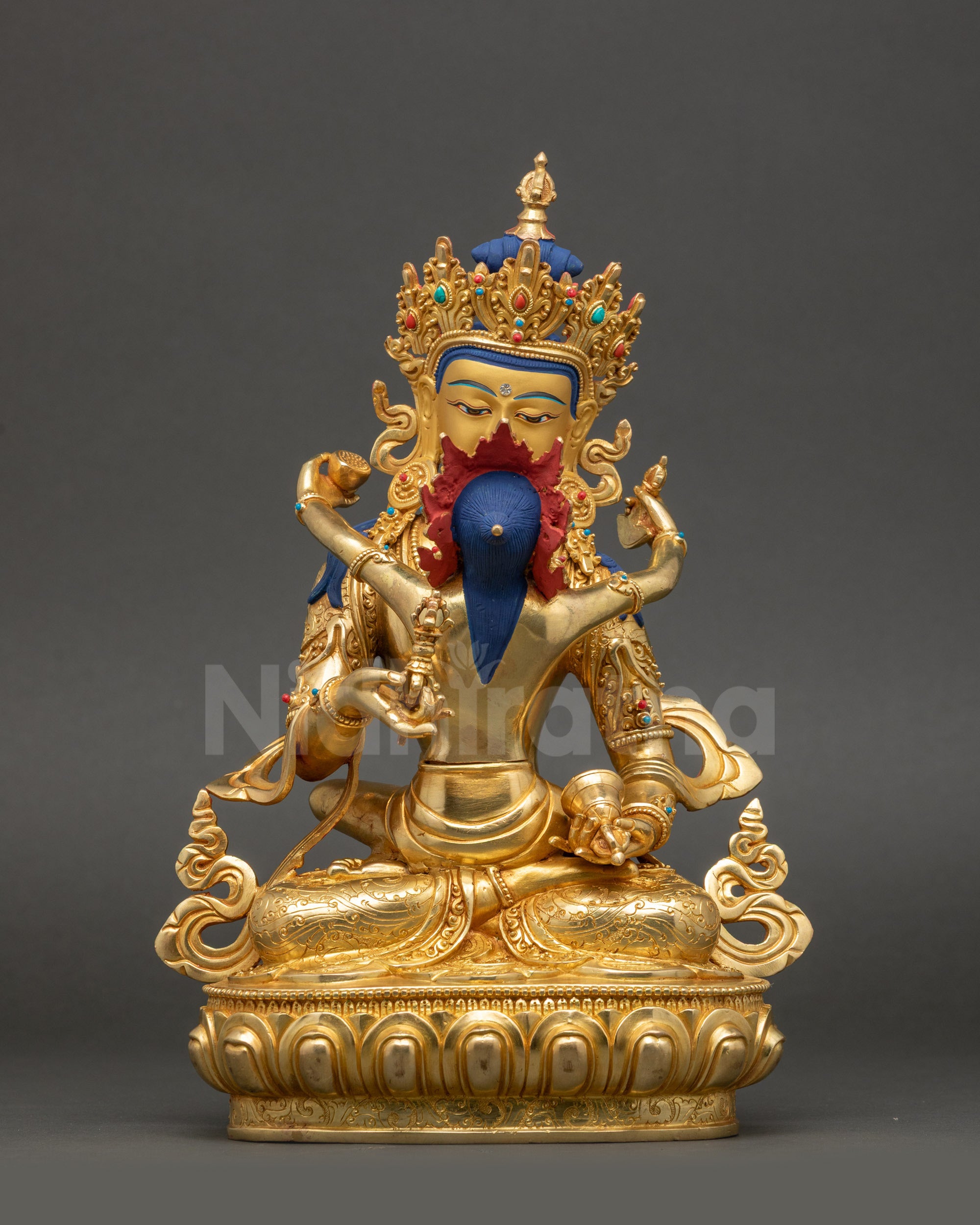 Vajrasattva and consort statue, 24K gold-gilded, Nepalese handcrafted