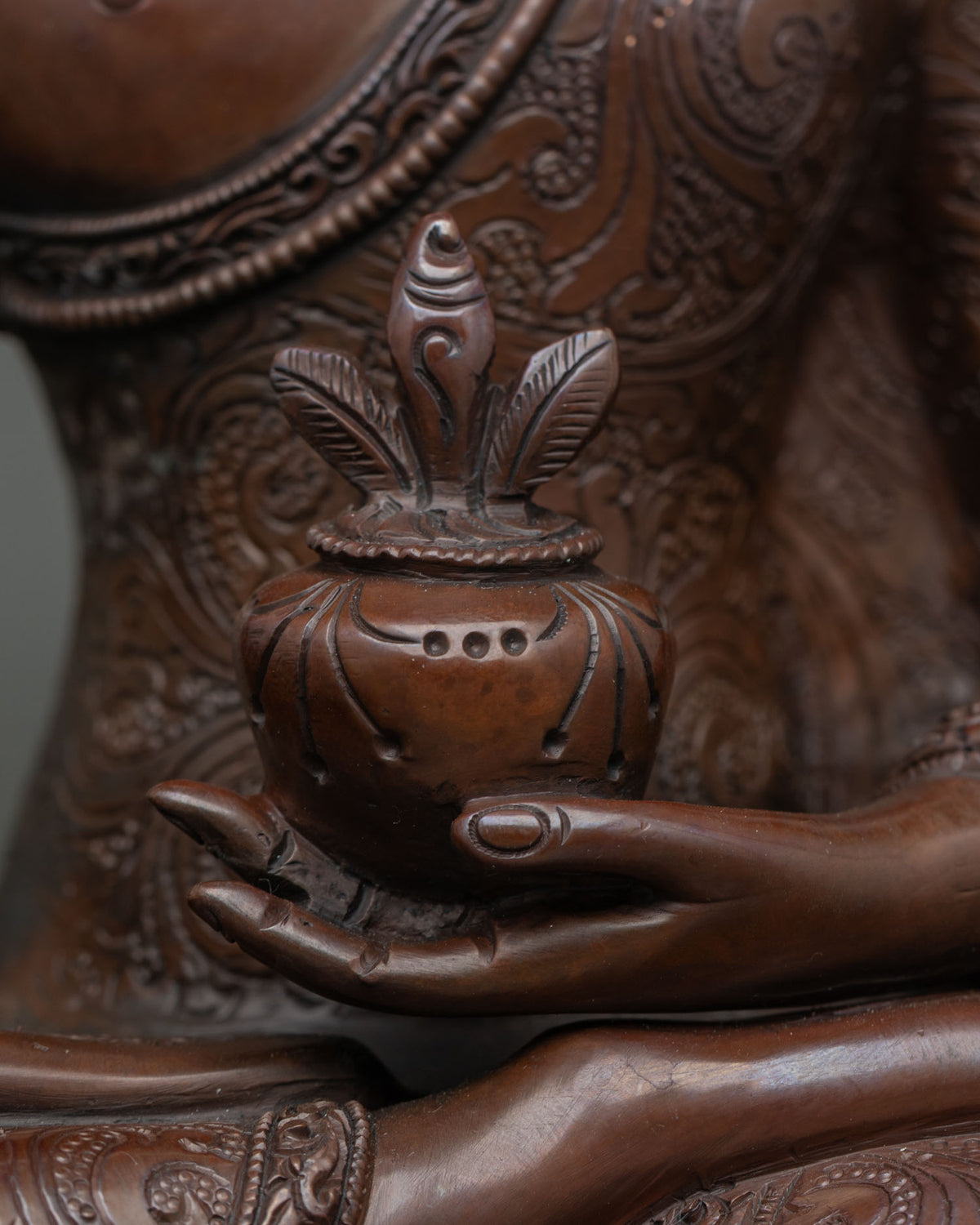 Oxidized Copper Medicine Buddha Statue | Handcrafted Tibetan Artwork
