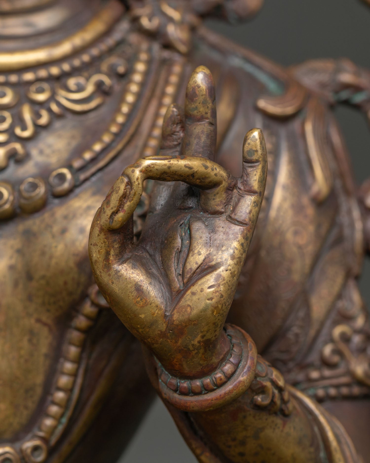 White Tara Statue | Antique-Finished Copper Sculpture from Nepal