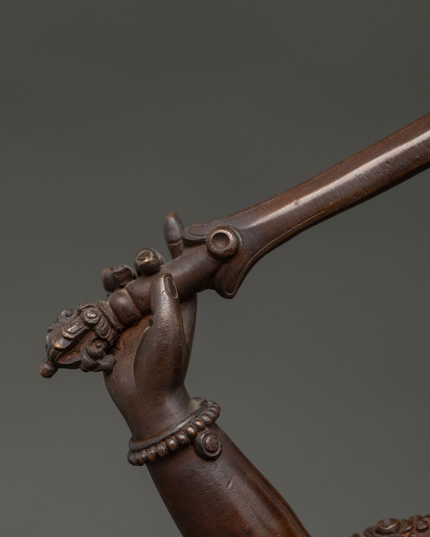 Oxidized Manjushri Statue | Meditation Altar Sculpture of Wisdom