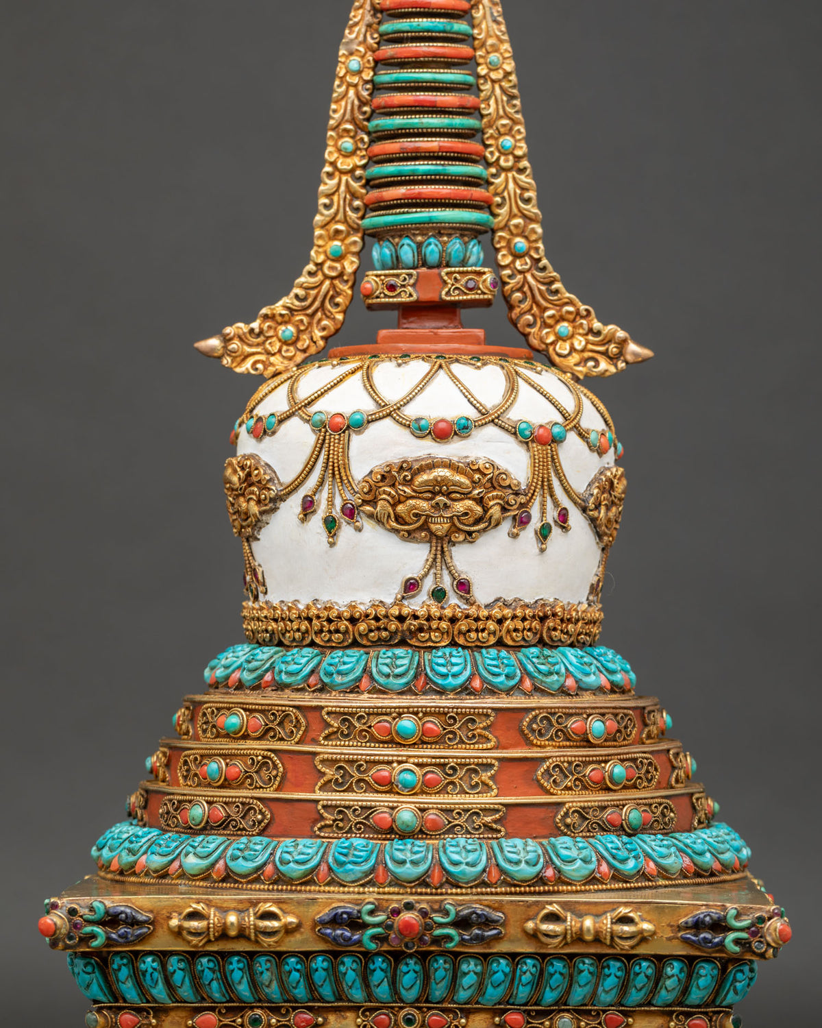 Traditional Stupa | Tibetan Chorten with Gemstone Inlay