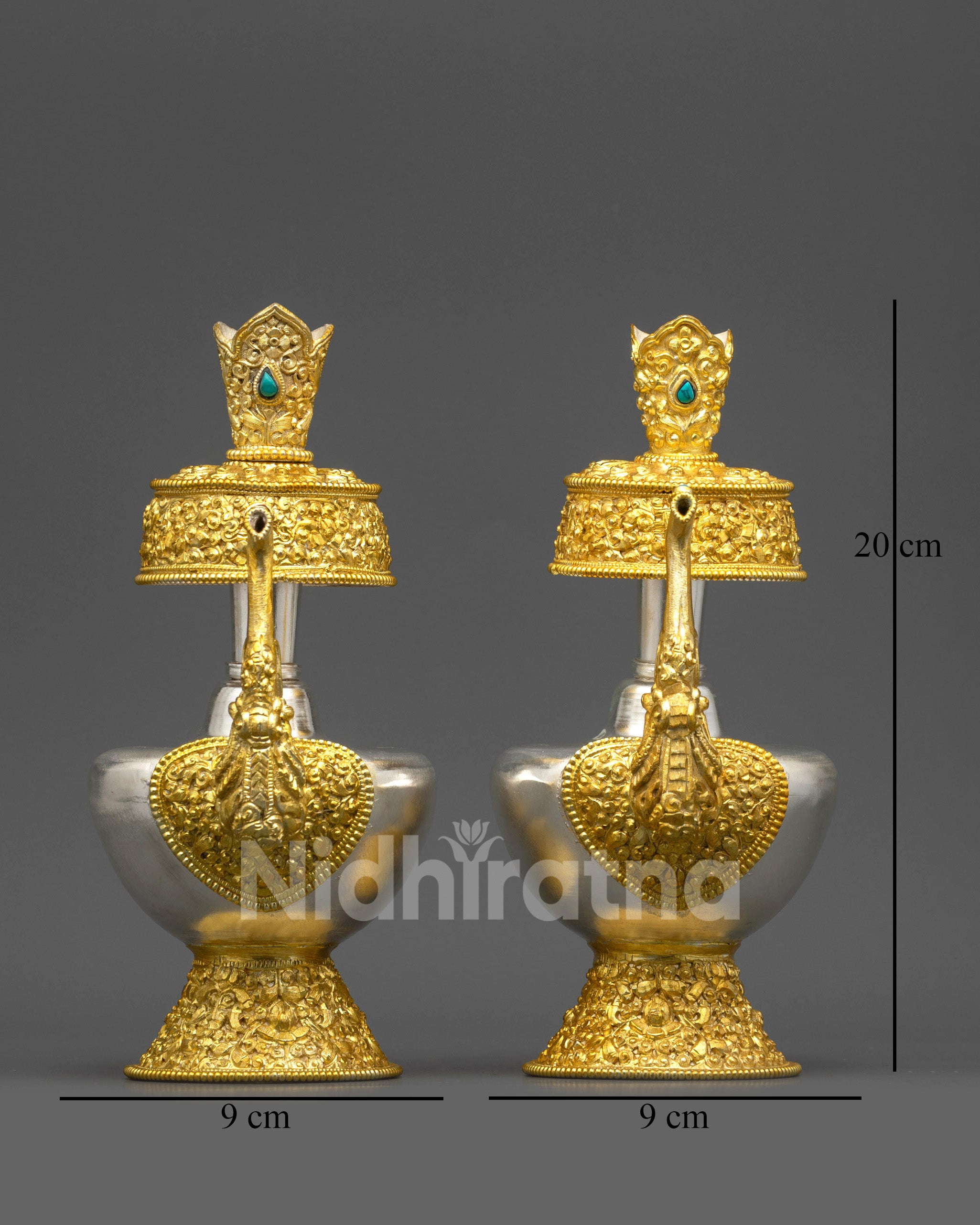 Tibetan Bhumba Offering Vase Set | Ritual Copperware for Ceremonies