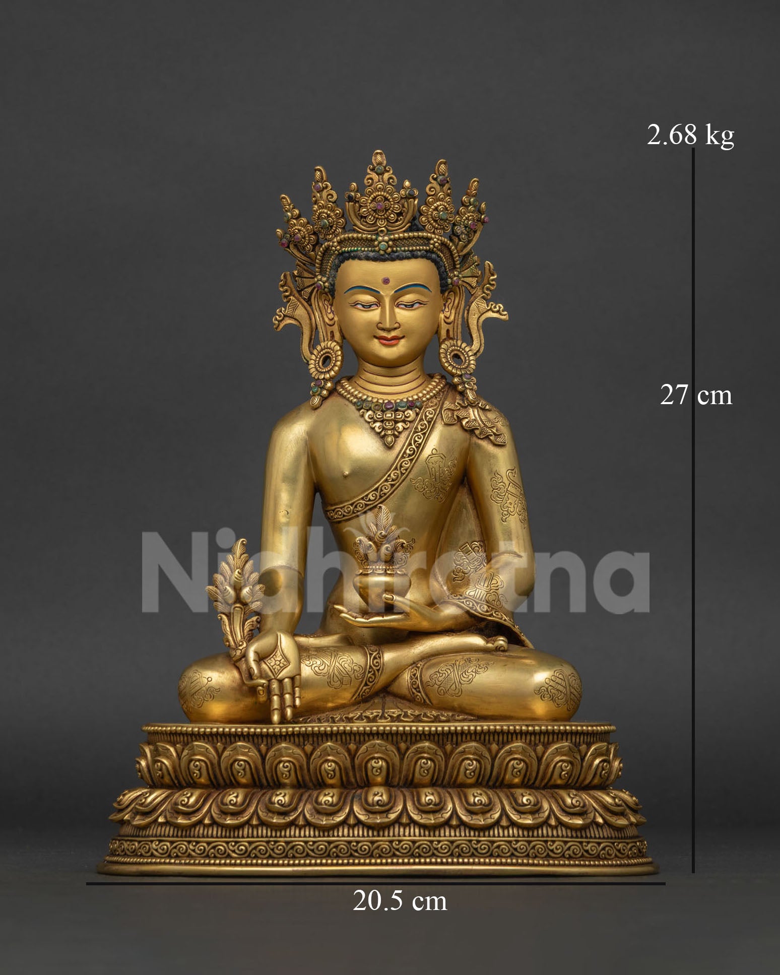 Crowned Three Buddha Set Statue | Traditional Newari Craft & Art