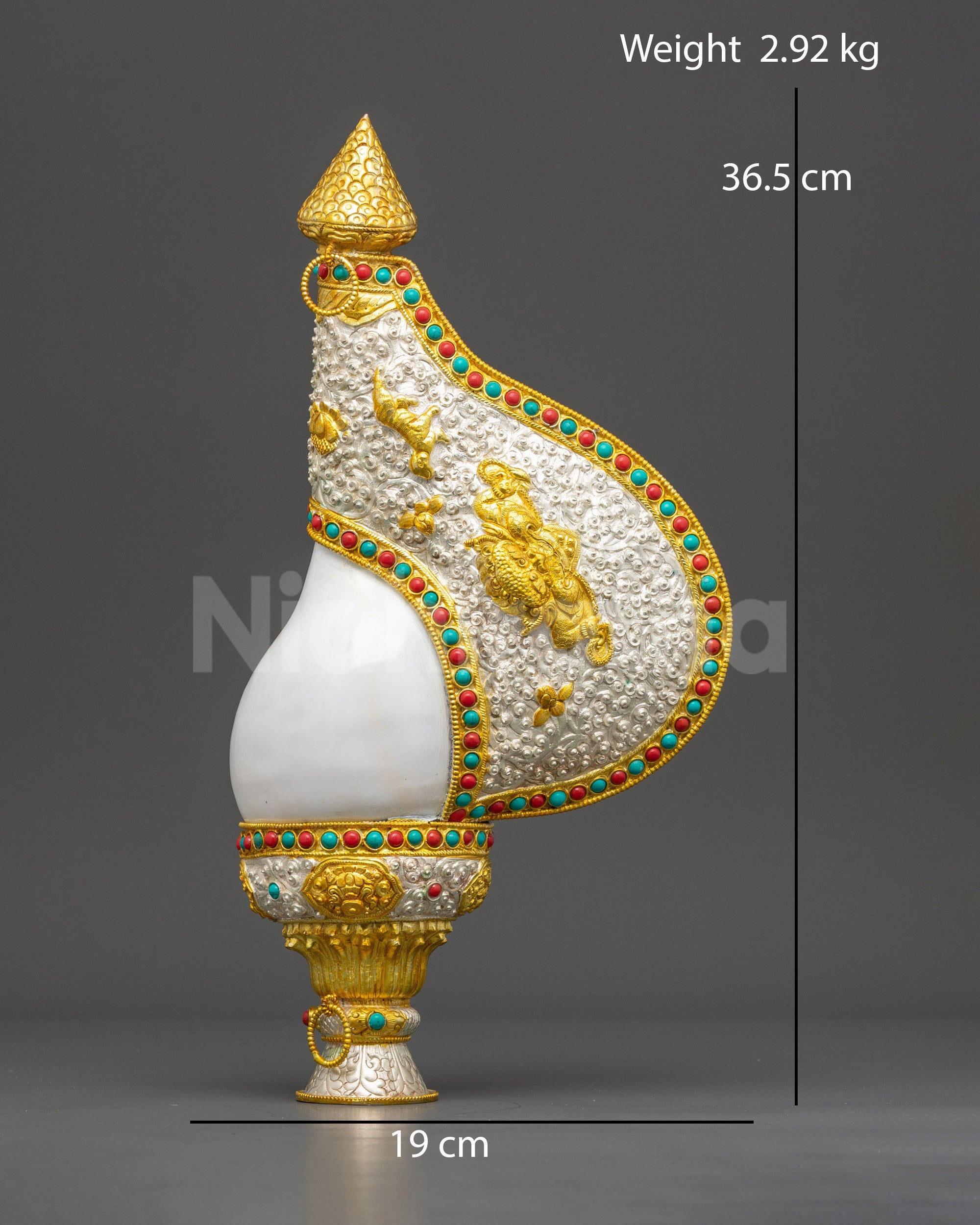 Decorative Ritual Conch Shell - Sacred Dharma Sound Symbol