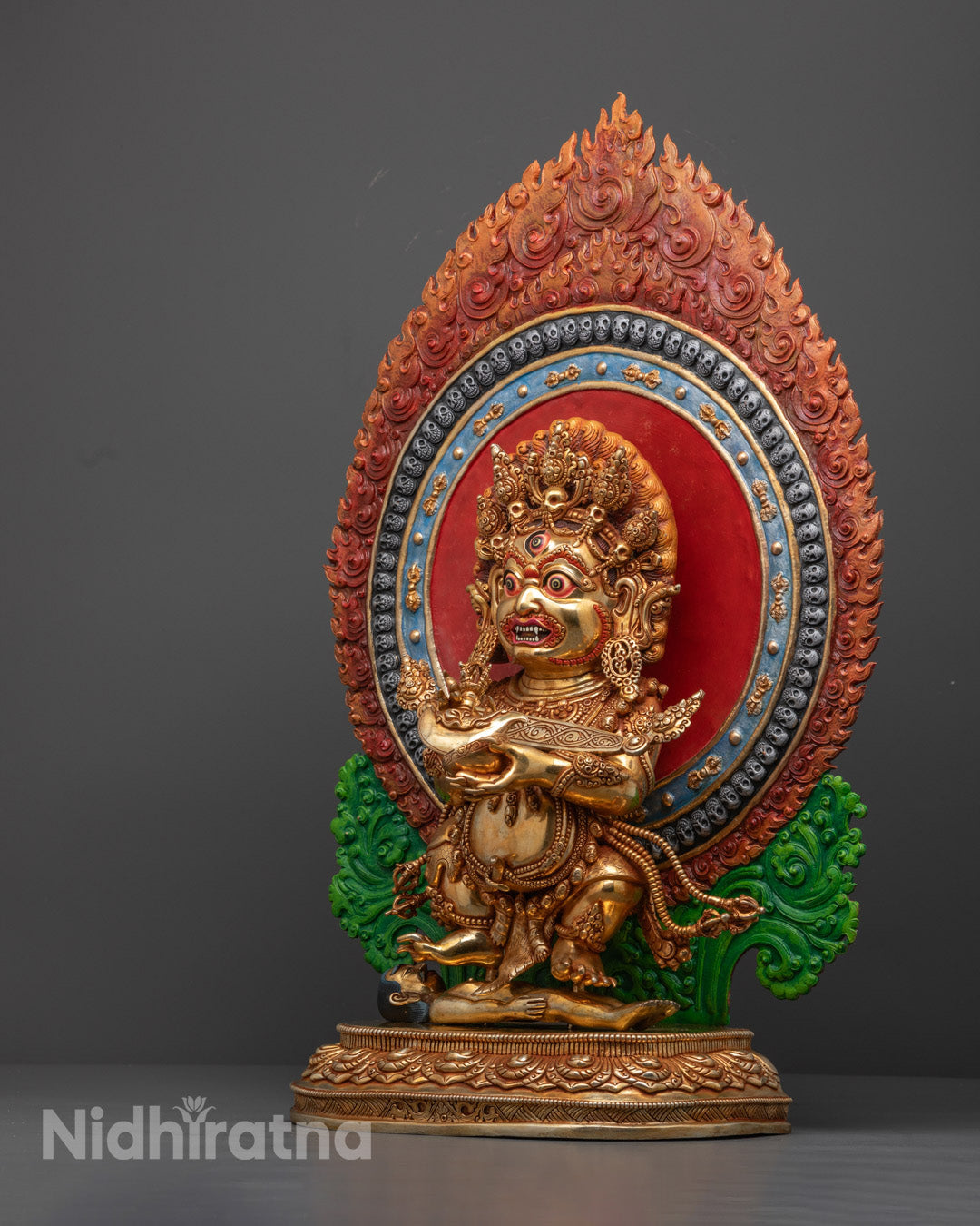 Fierce Sakya Mahakala Statue for Protection and Obstacle Removal | Traditional Buddhist Artwork