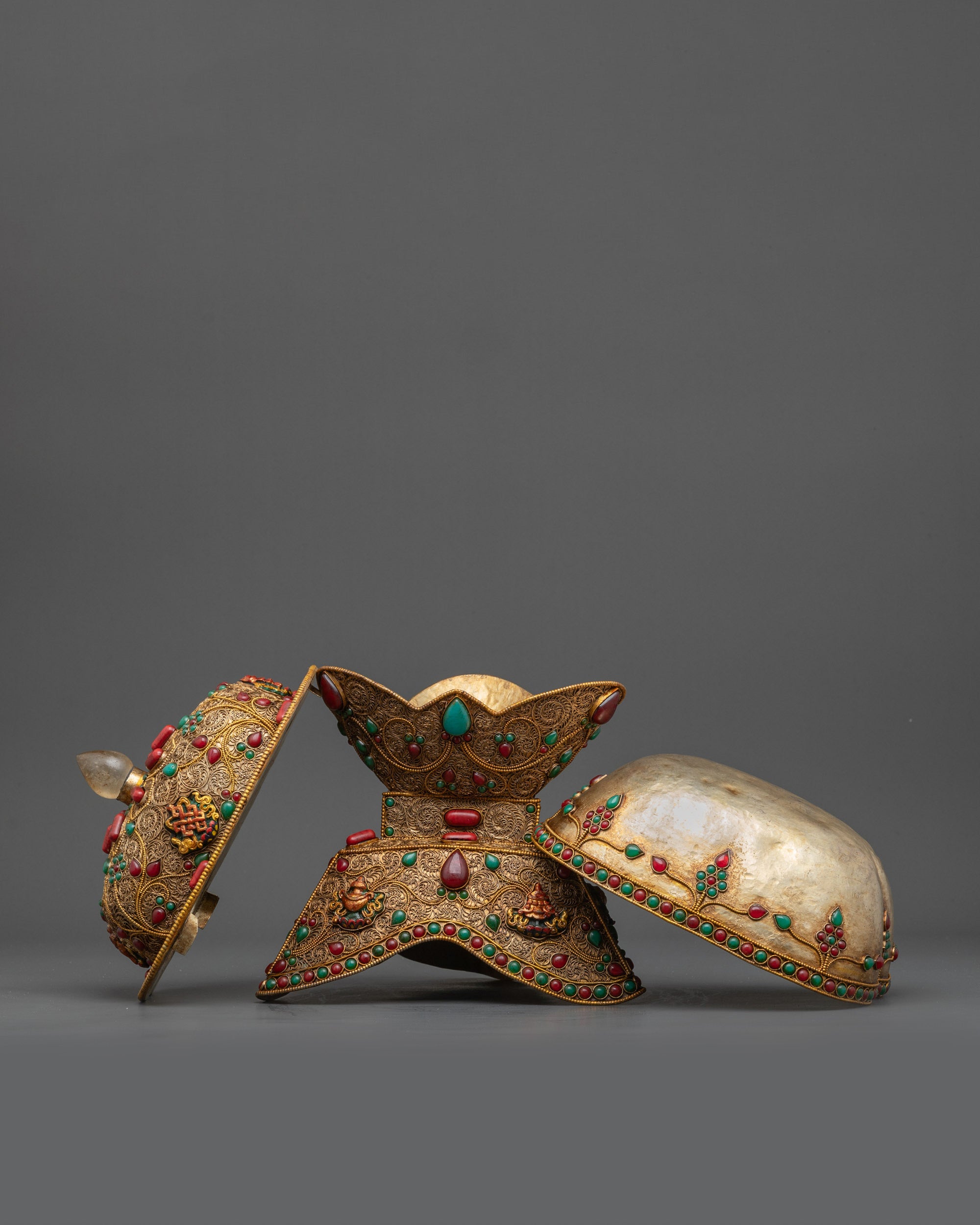 Fine handcrafted detail of Kapala Set made by skilled Himalayan artisans