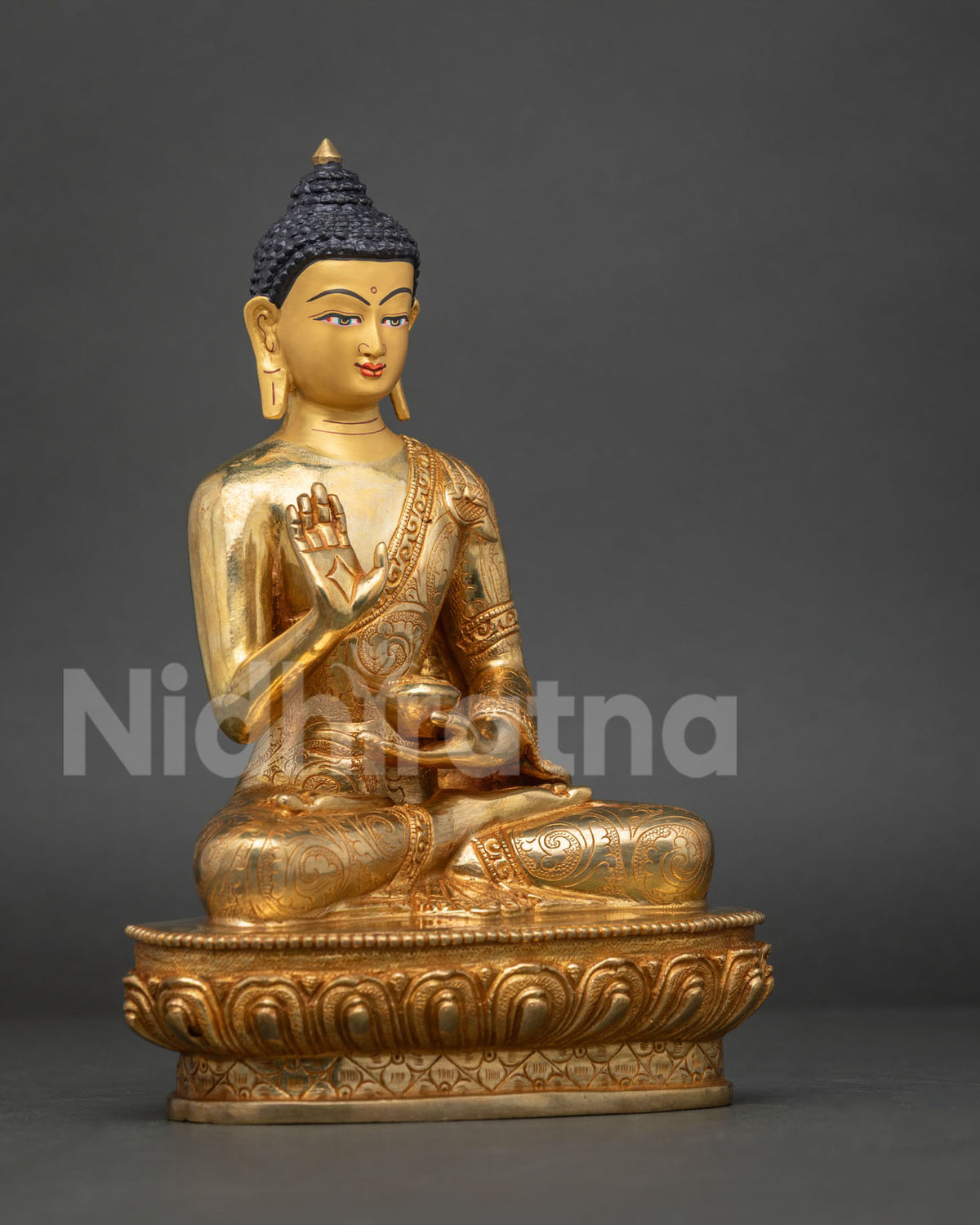 Five Dhyani Buddha Statue Set – 24K Gold Fire-gilded Buddhist Figurine