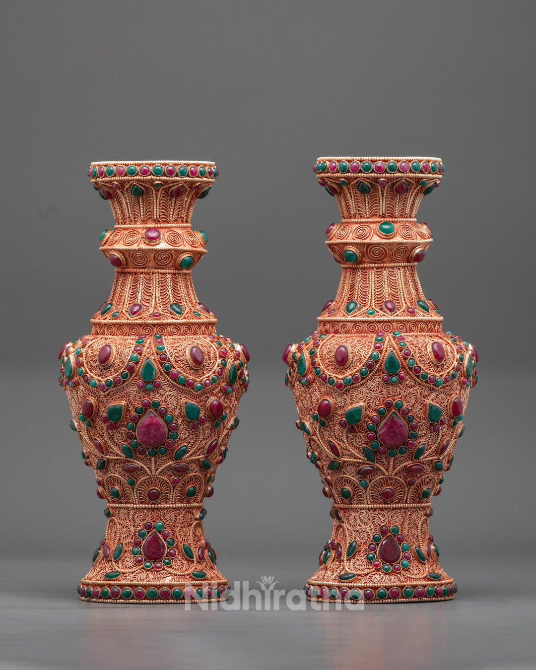 Tibetan Flower Vase Set for Offerings and Decor