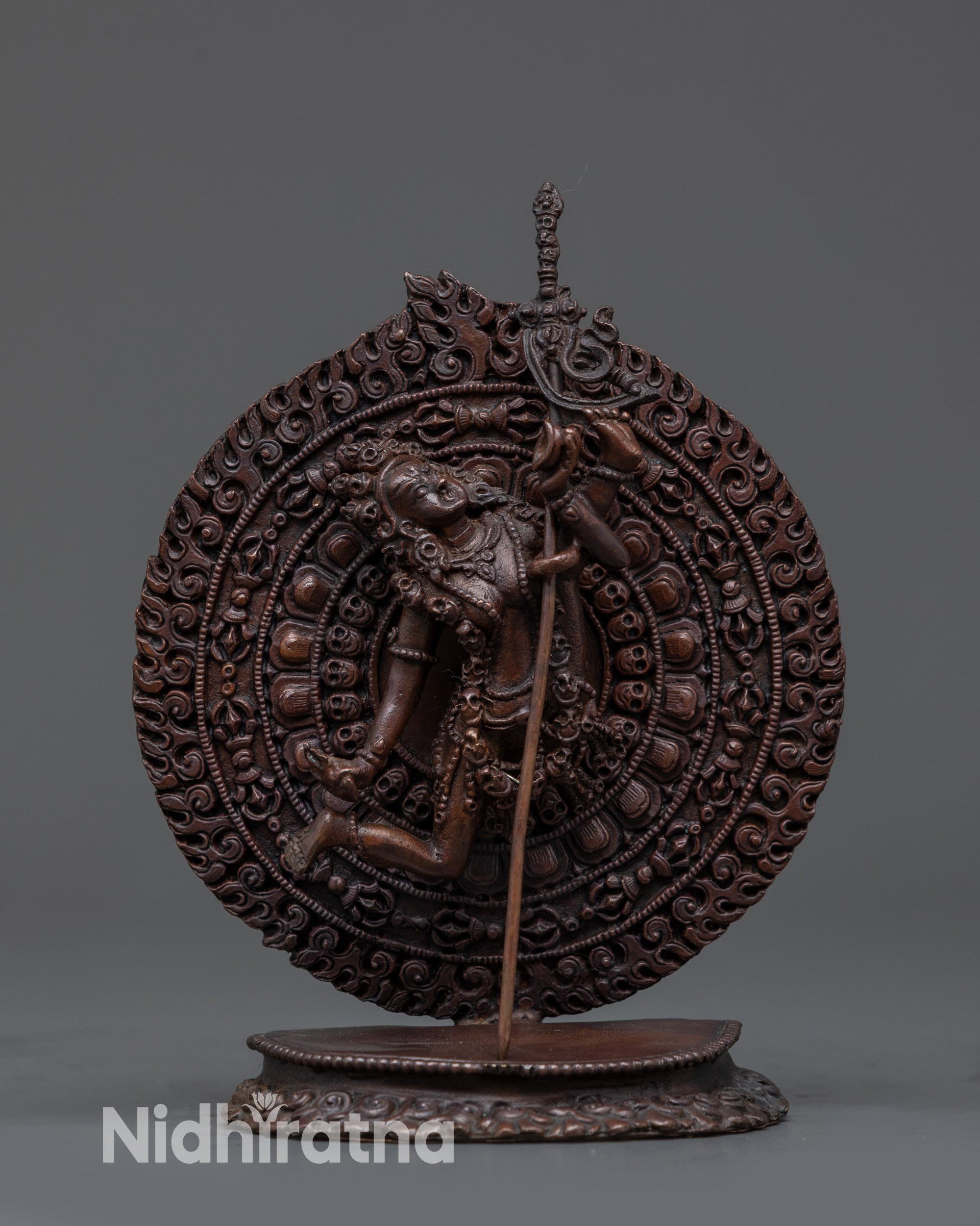 Tibetan tantric Vajrayana dakini red handpainted copper