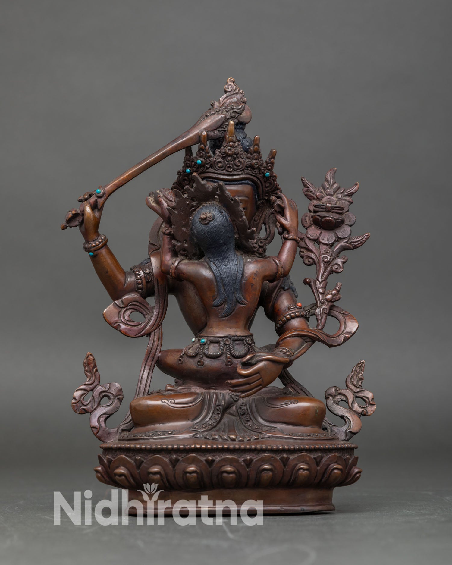 Front view of Manjushri with Consort Statue handcrafted copper Yab Yum Patan Nepal