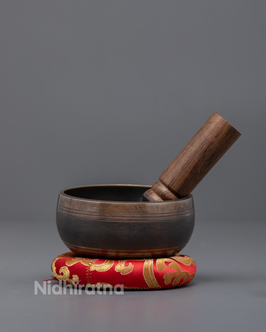 Front-view of Handcrafted Tibetan Singing Bowl made from seven sacred metals