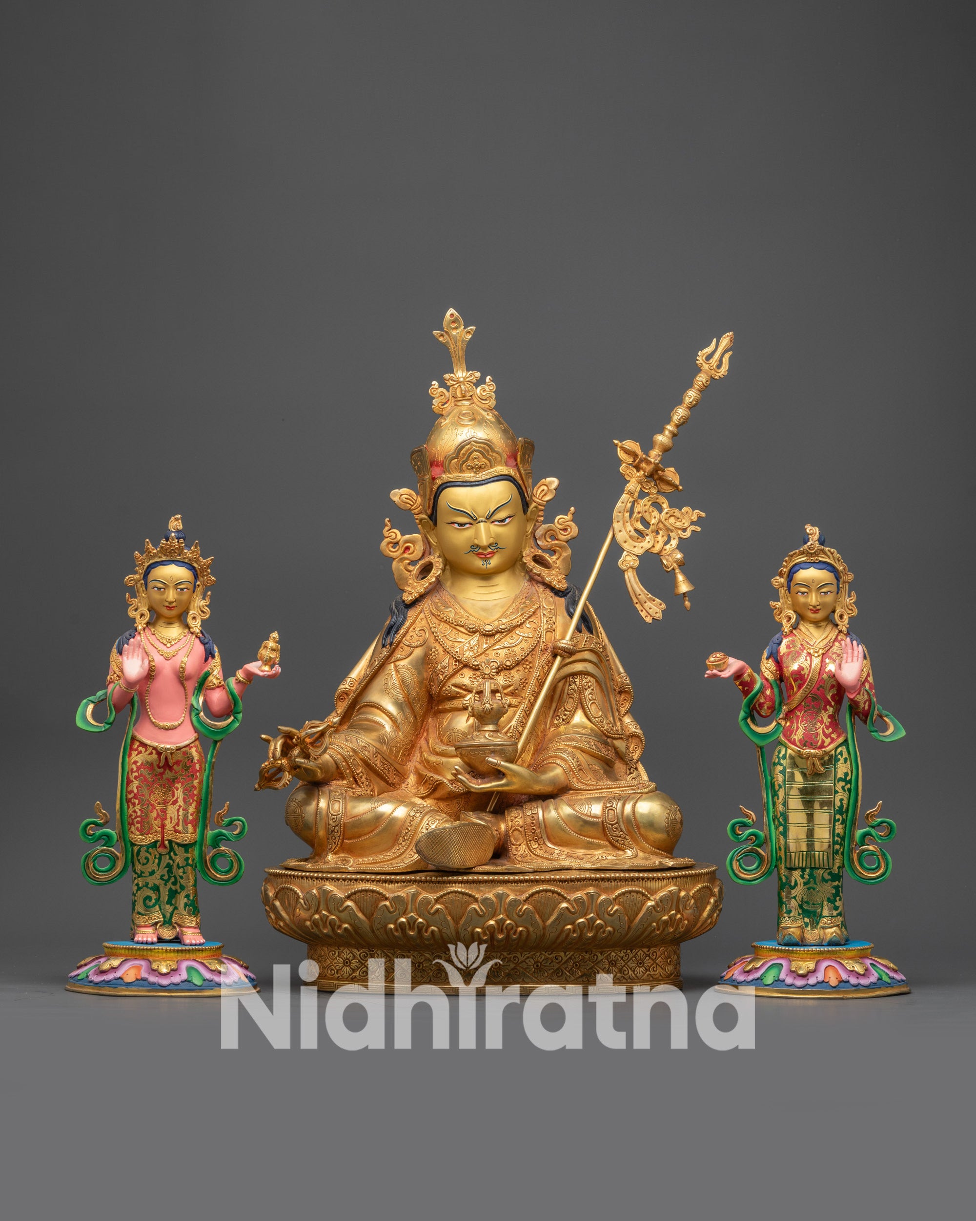 Front view Padmasambhava with Yab Yum Statue Set | Union of Wisdom and Compassion
