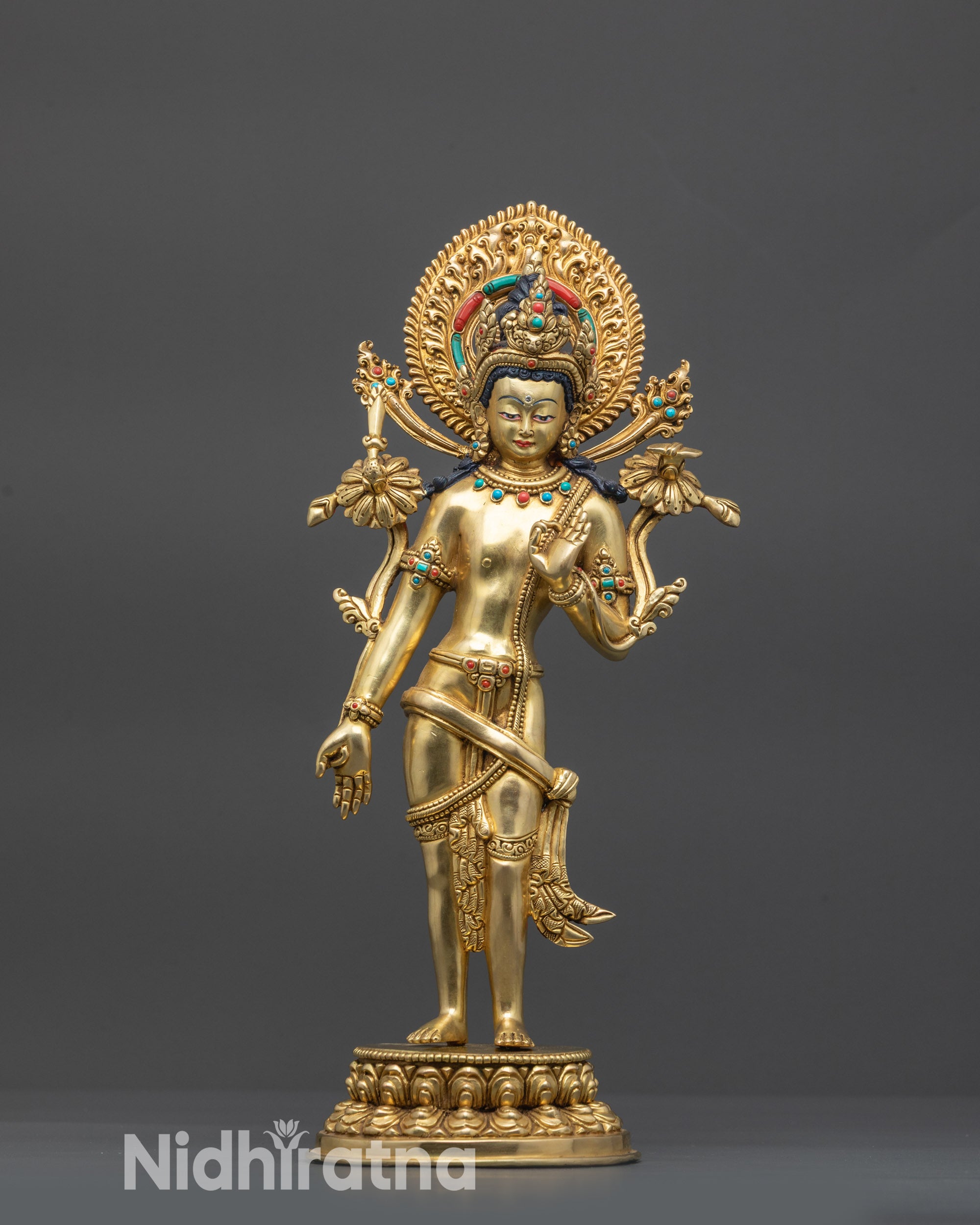 Front view Sarvanivarana Vishkambhin from Eight Bodhisattvas set in standing pose