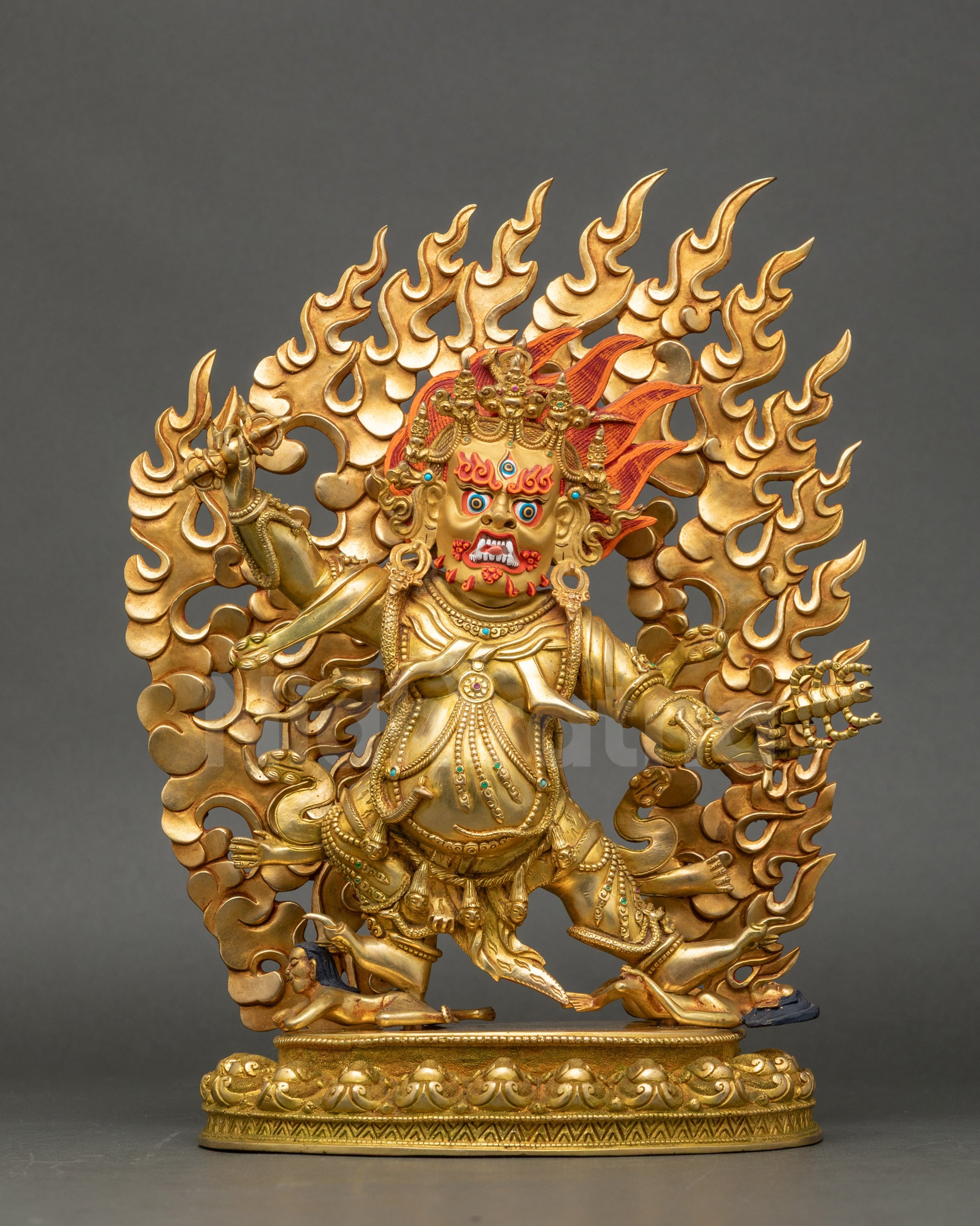 Front view of Guru Dragpo Statue | Himalayan wrathful protector deity sculpture