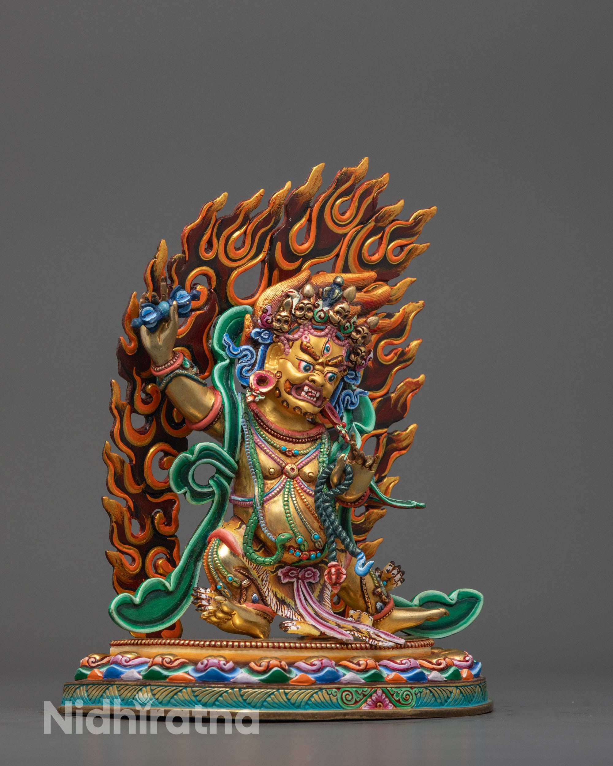 Front view of a traditional Nepalese Chana Dorje Statue showcasing the lost-wax craftsmanship
