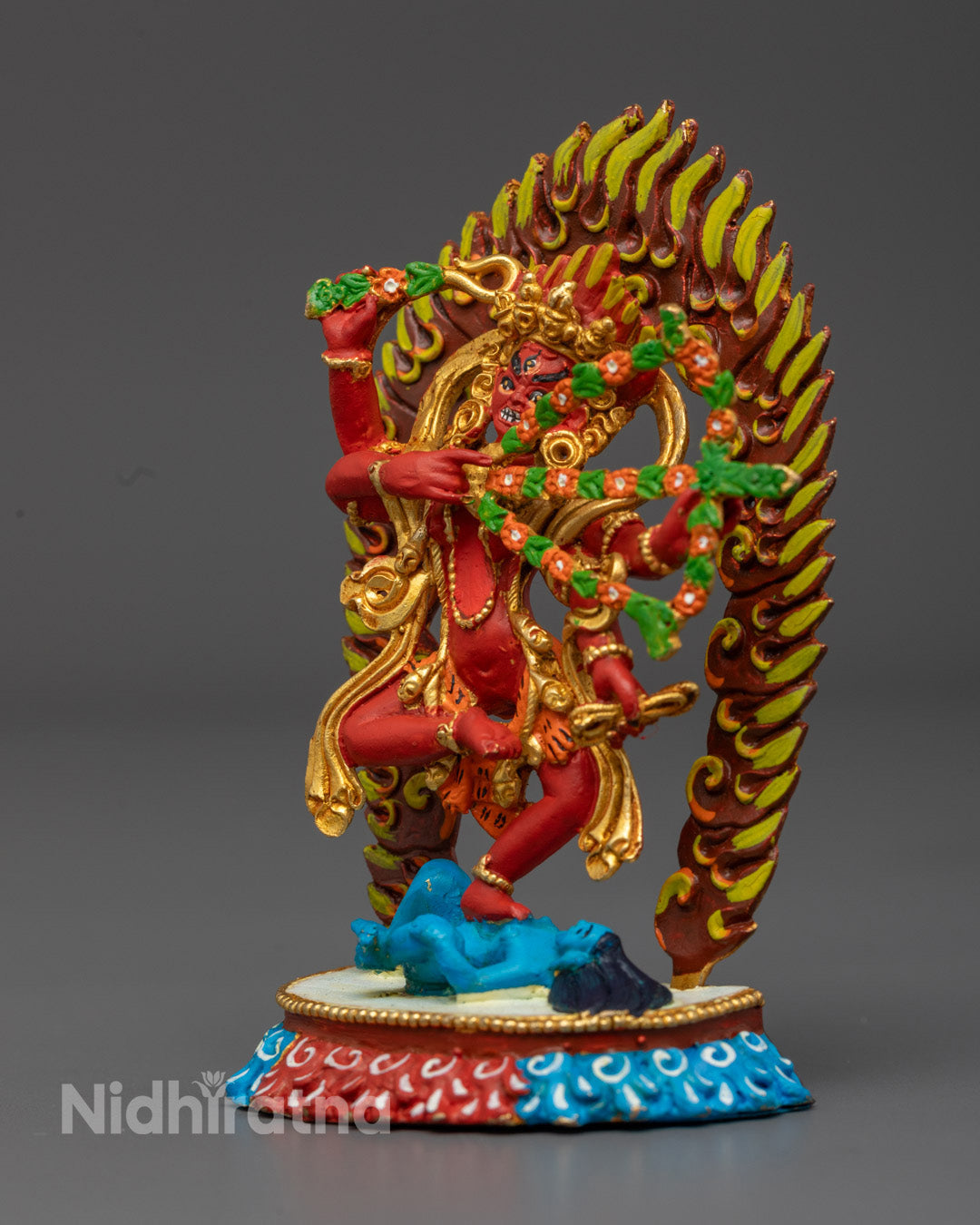 Red Tara Kurukulla Sculpture Adorned with Acrylic Colors