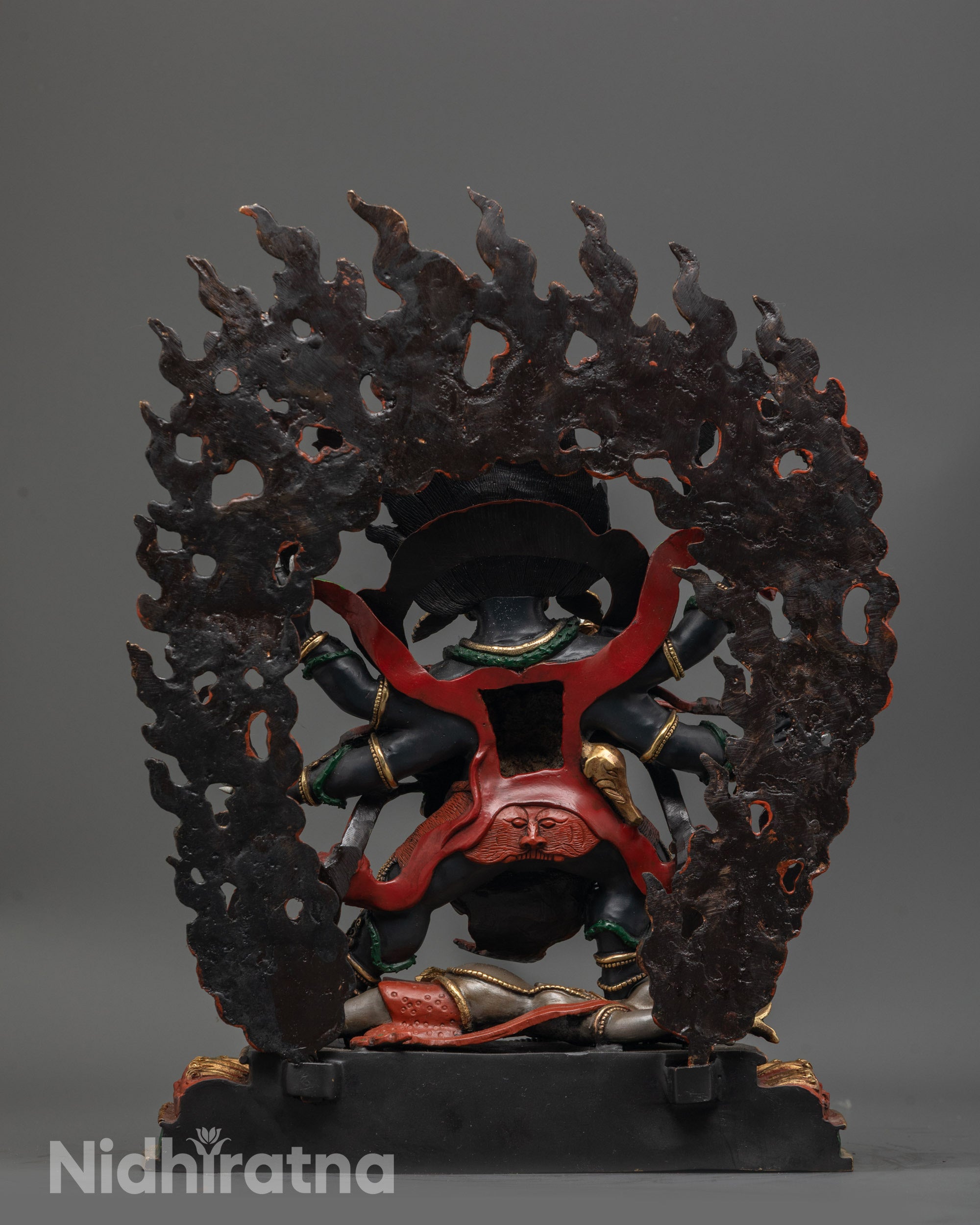 Full detailed view of Mahakala Statue | copper-based sculpture