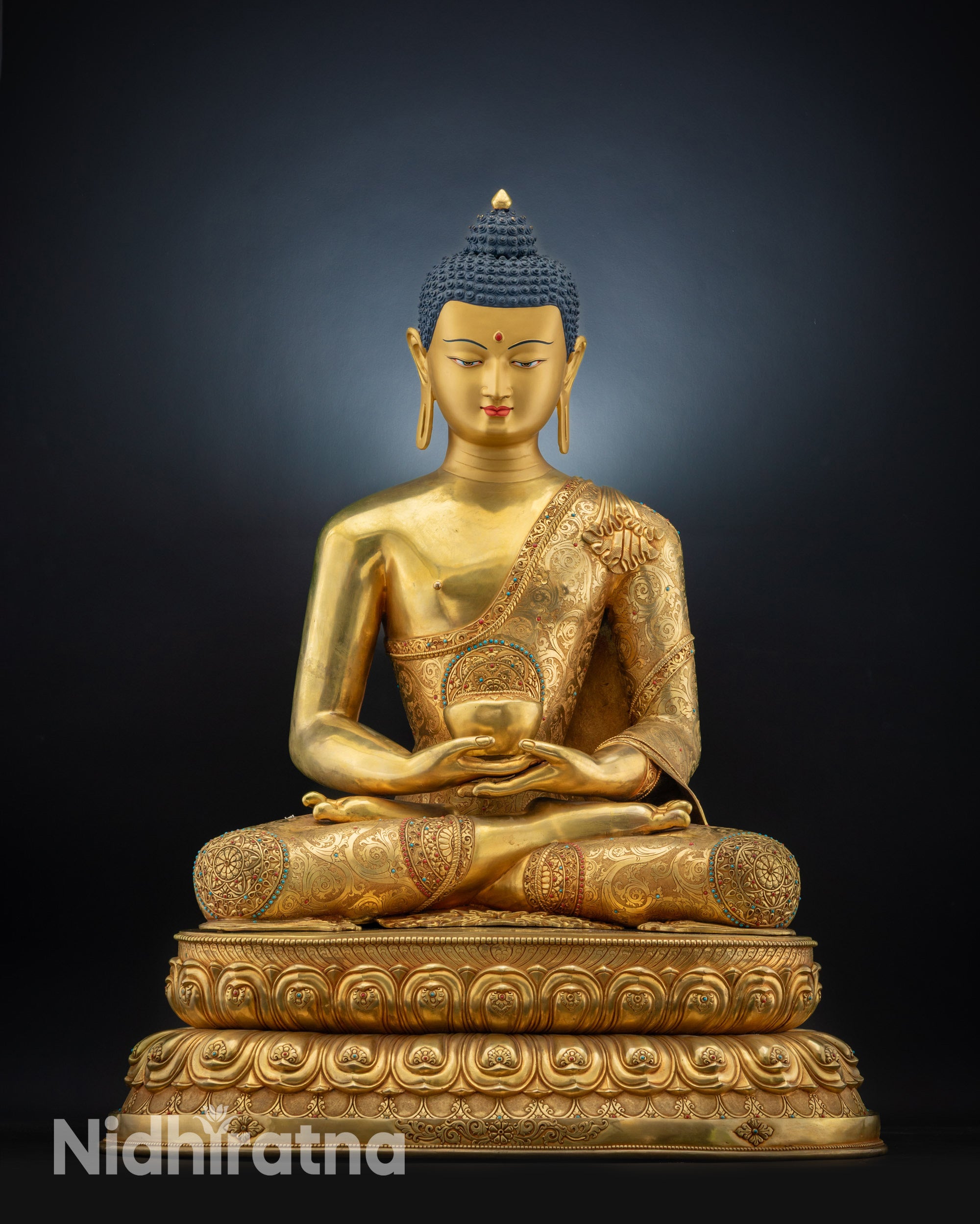 Full view Divine Amitabha Buddha Statue Pure Land Buddha meditation decor