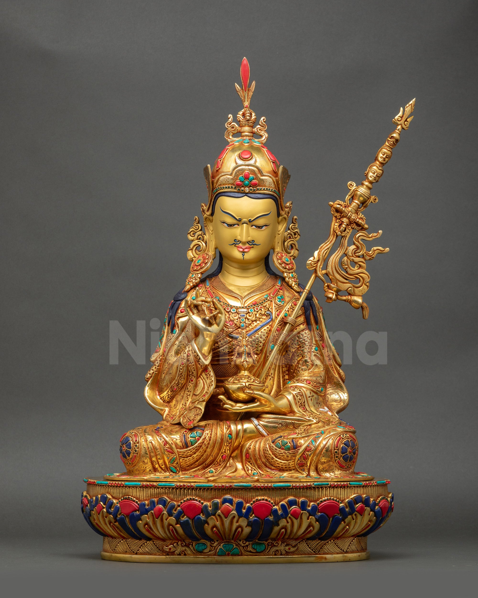 Full view of Tsokye Dorje Statue showing lotus seat and detailed posture
