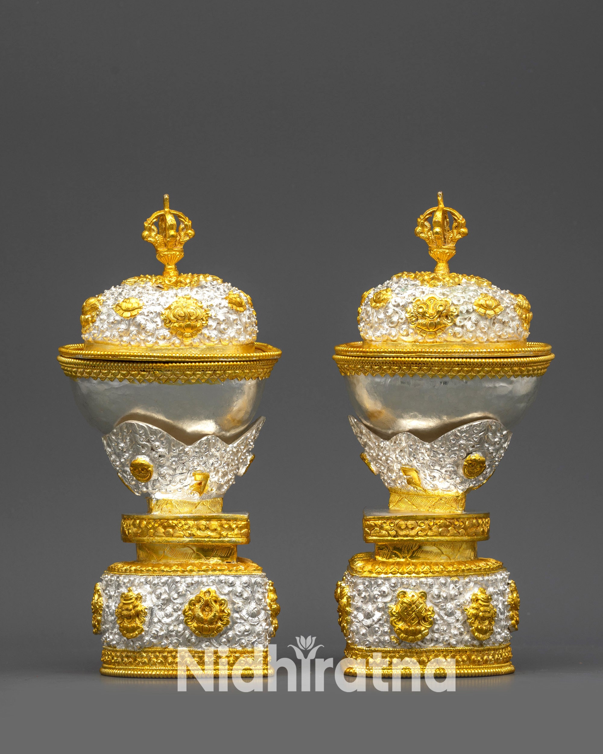 Tantric Kapala Set | Decorative Skull Cups with Auspicious Symbols