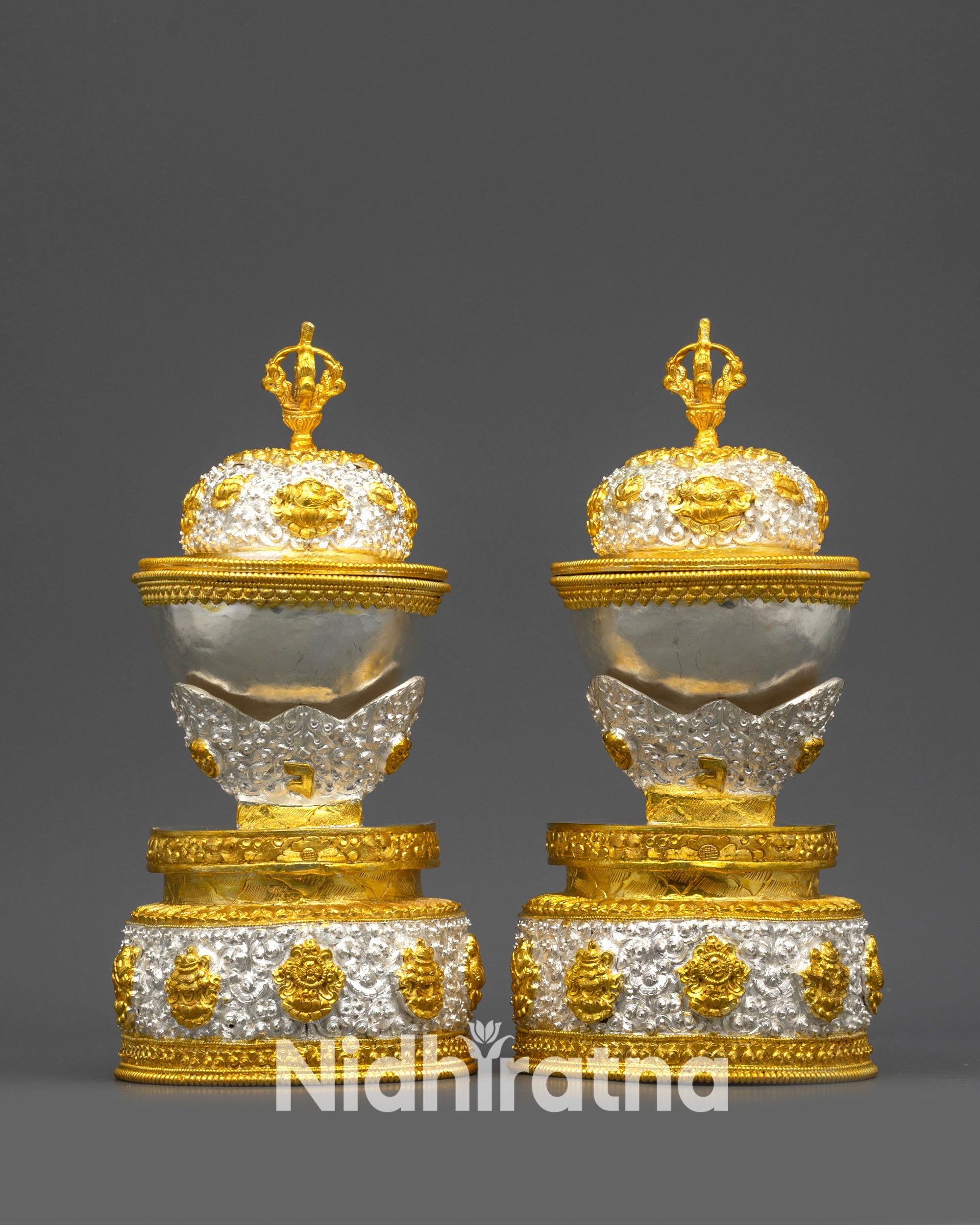 Tantric Kapala Set | Decorative Skull Cups with Auspicious Symbols