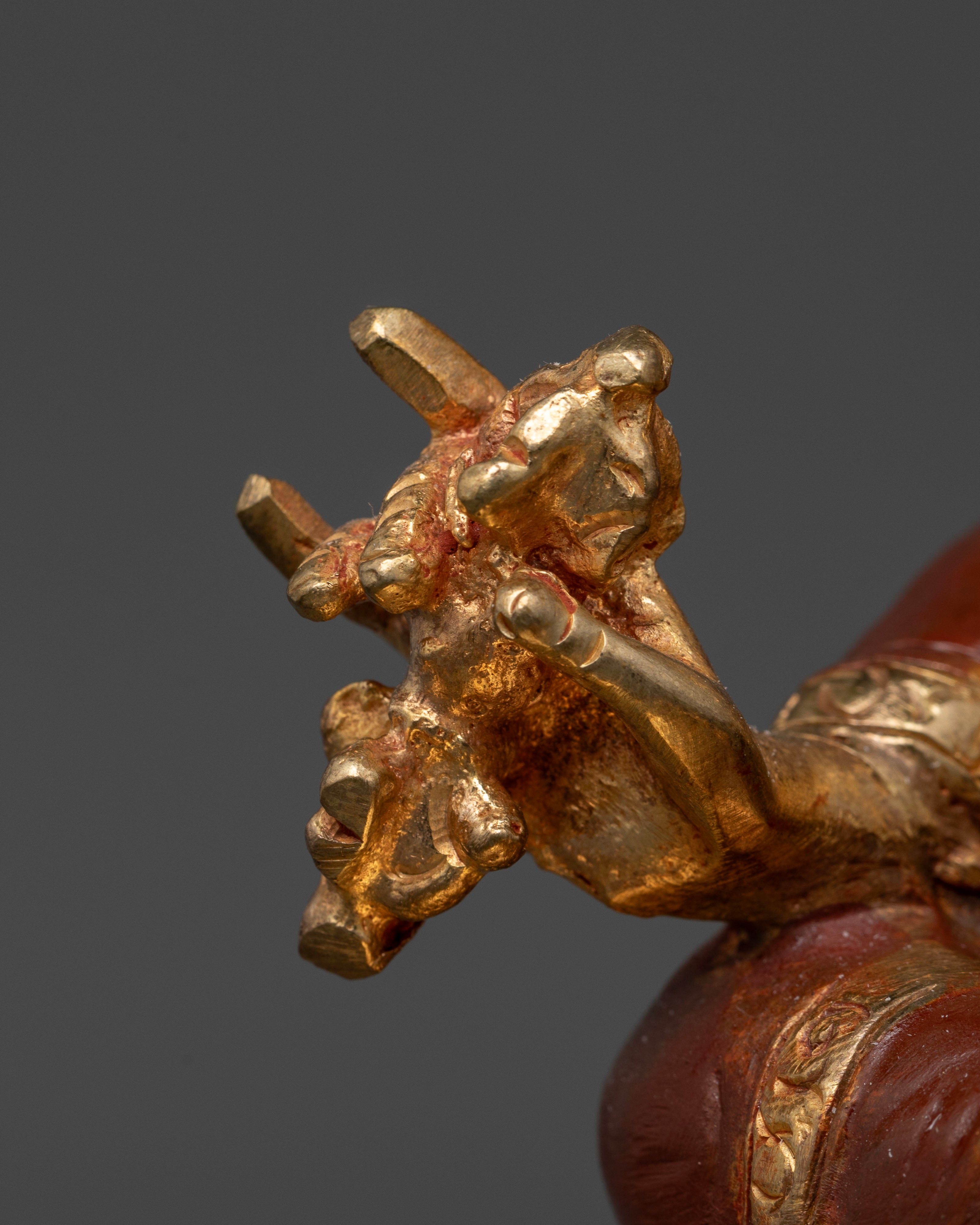 Oxidized Copper Guru Rinpoche Statue with Radiant Gold Face