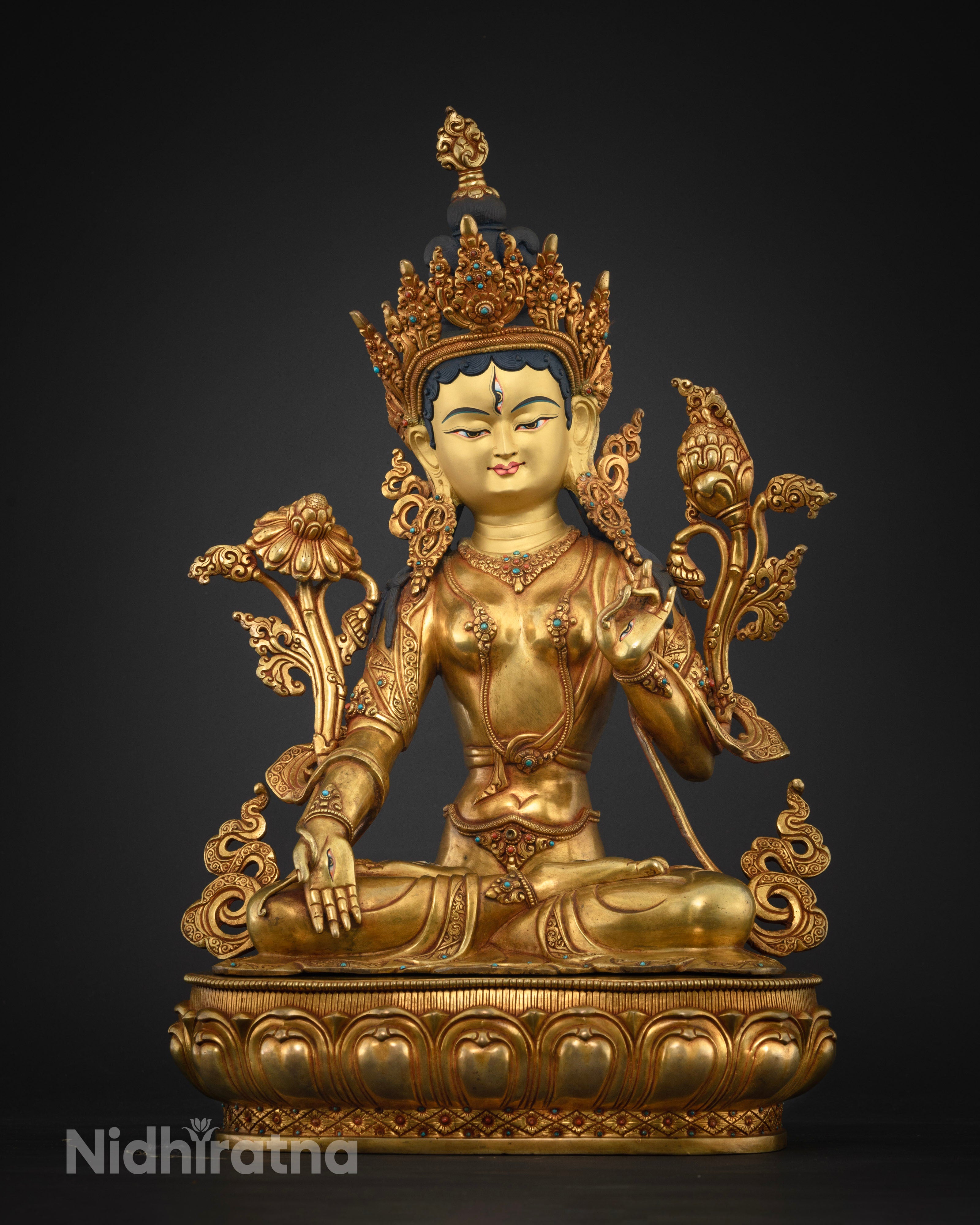 Divinely Inspired White Tara Statue: Hand-Carved Masterpiece