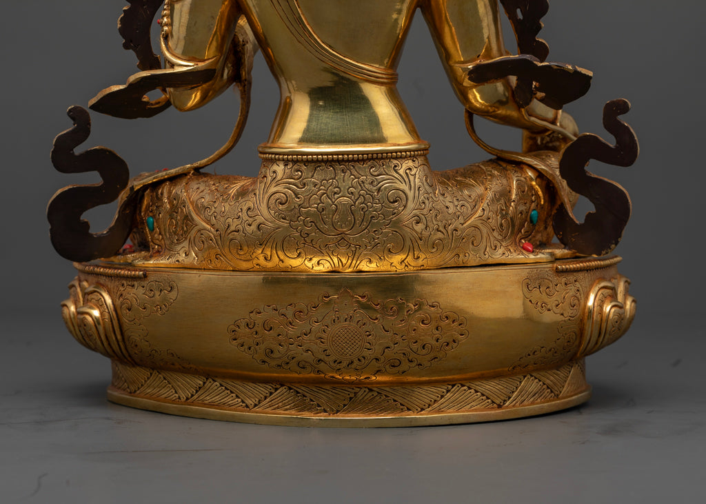 Green Tara Statue | 24K Gold Gilded Tibetan Buddhist Artwork