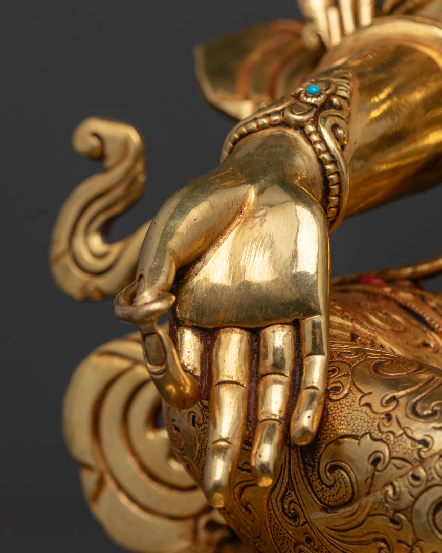 Green Tara Statue | 24K Gold Gilded Tibetan Buddhist Artwork