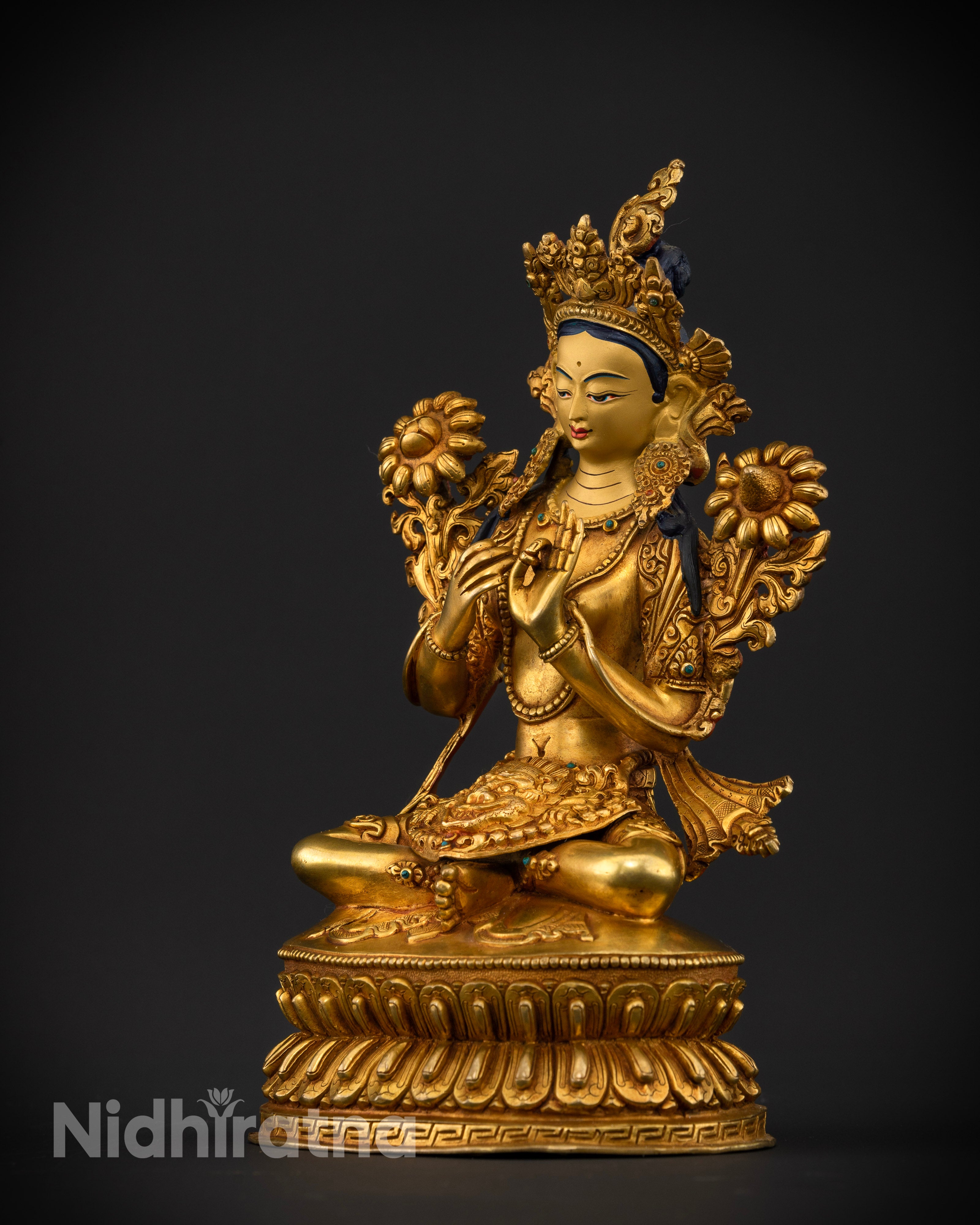 Buddhist Green Tara Mantra Prayer Statue