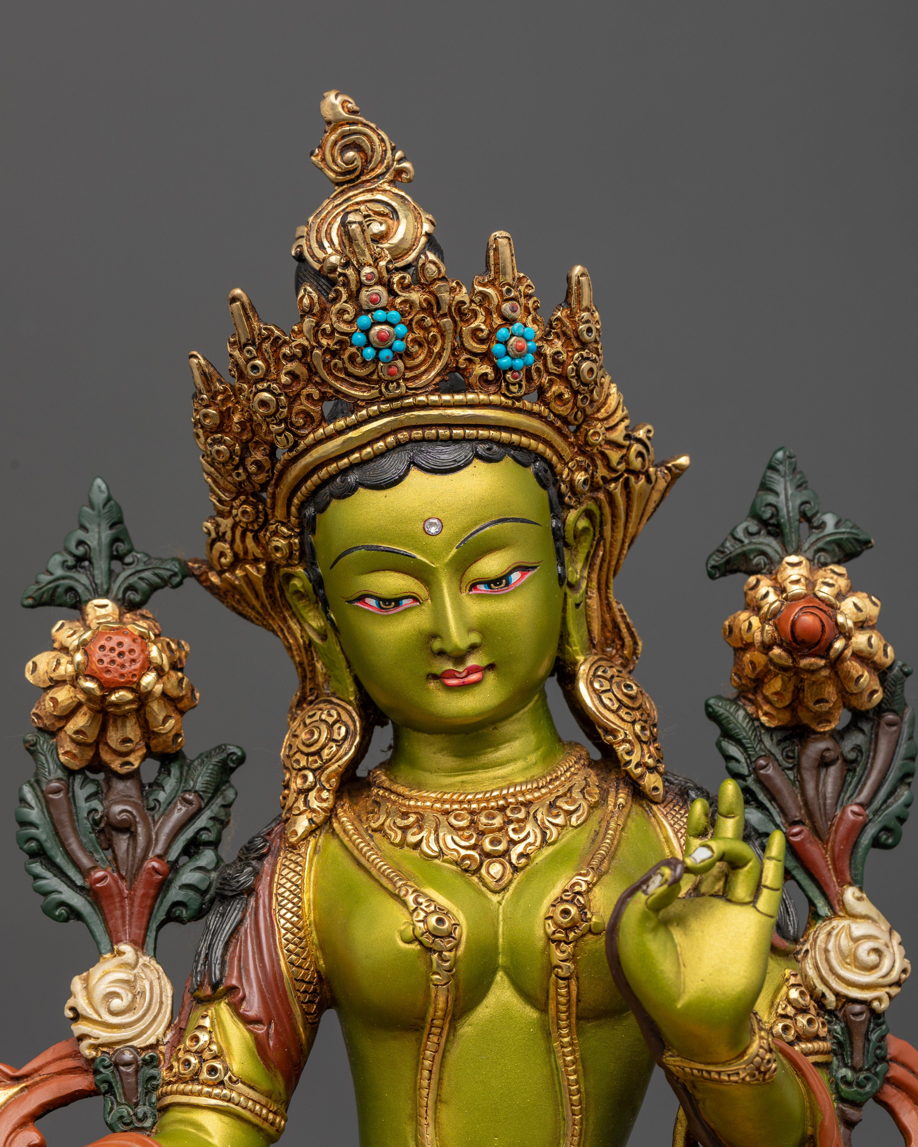 Green Tara Buddhist Goddess Statue | Himalayan Ritual Art