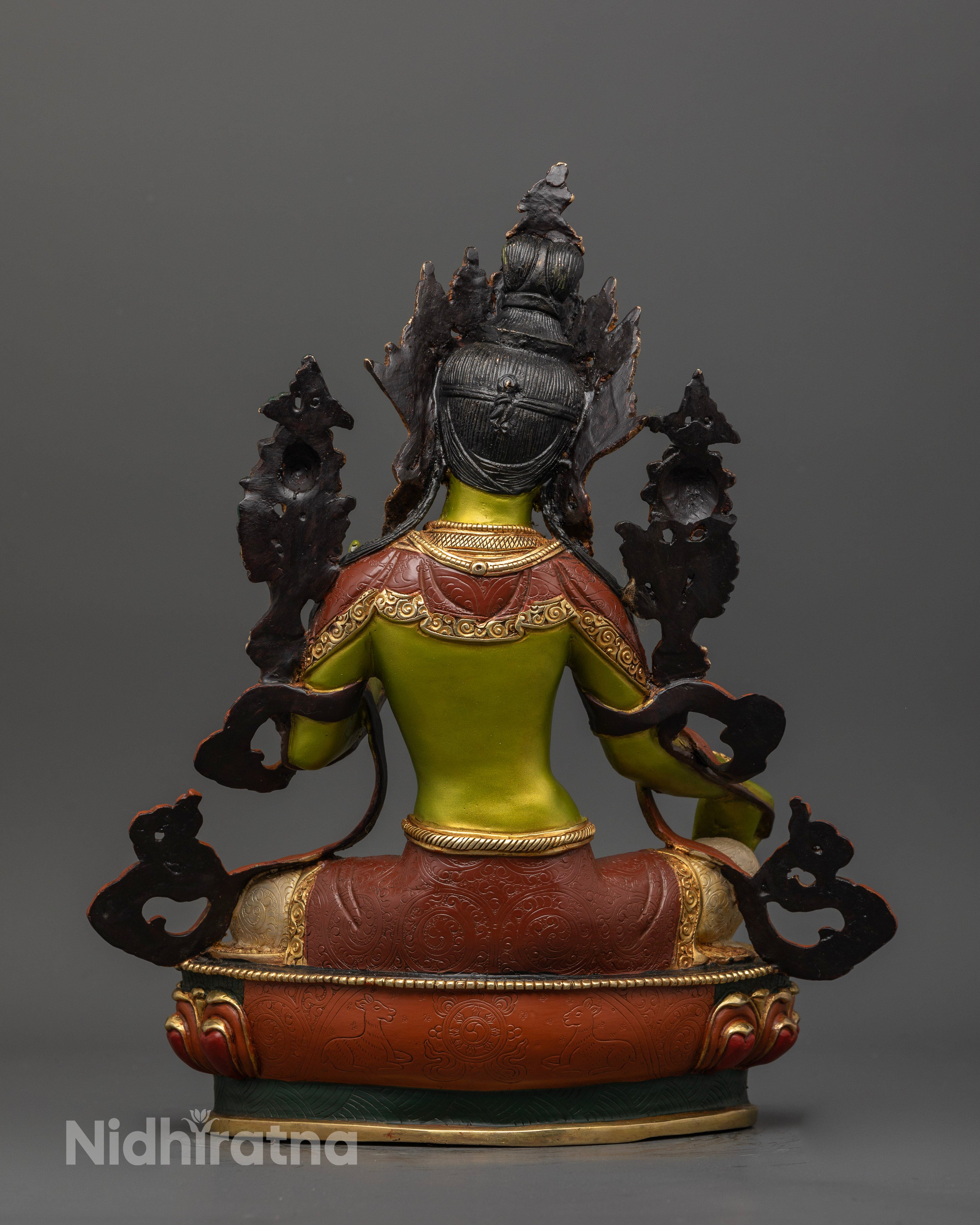 Green Tara Buddhist Goddess Statue | Himalayan Ritual Art