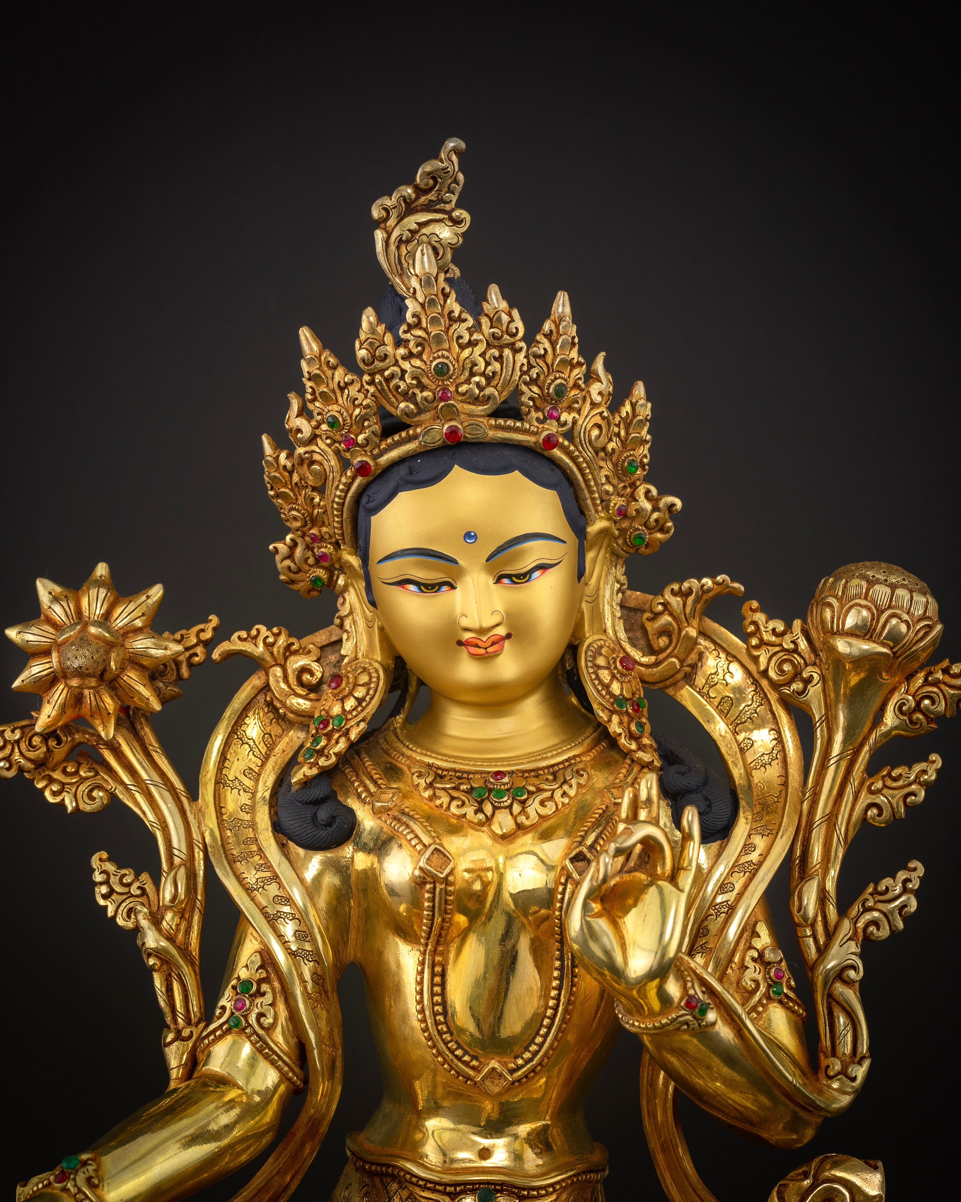 Green Tara Buddha Statue: Himalayan Tibetan Art