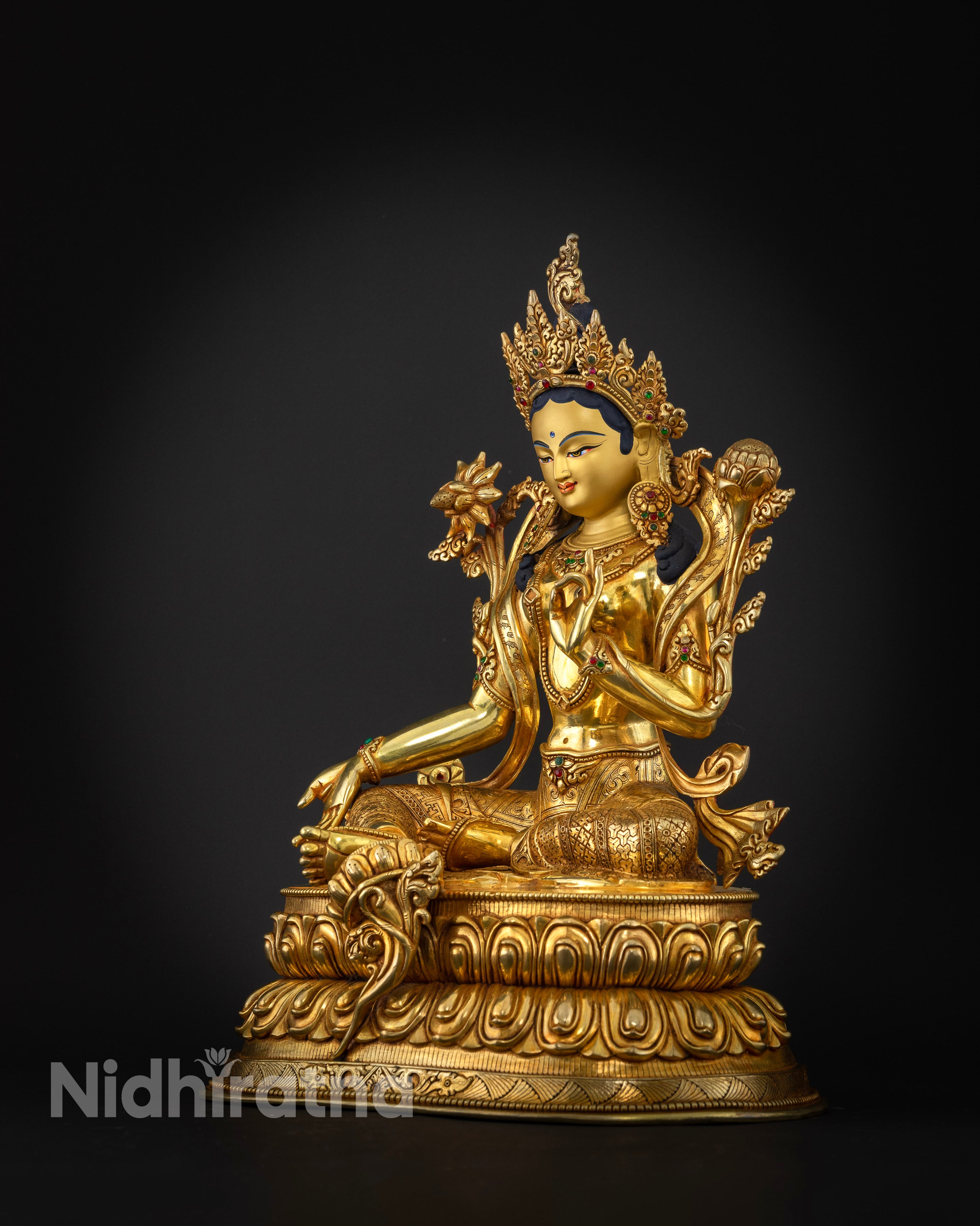 Green Tara Buddha Statue: Himalayan Tibetan Art