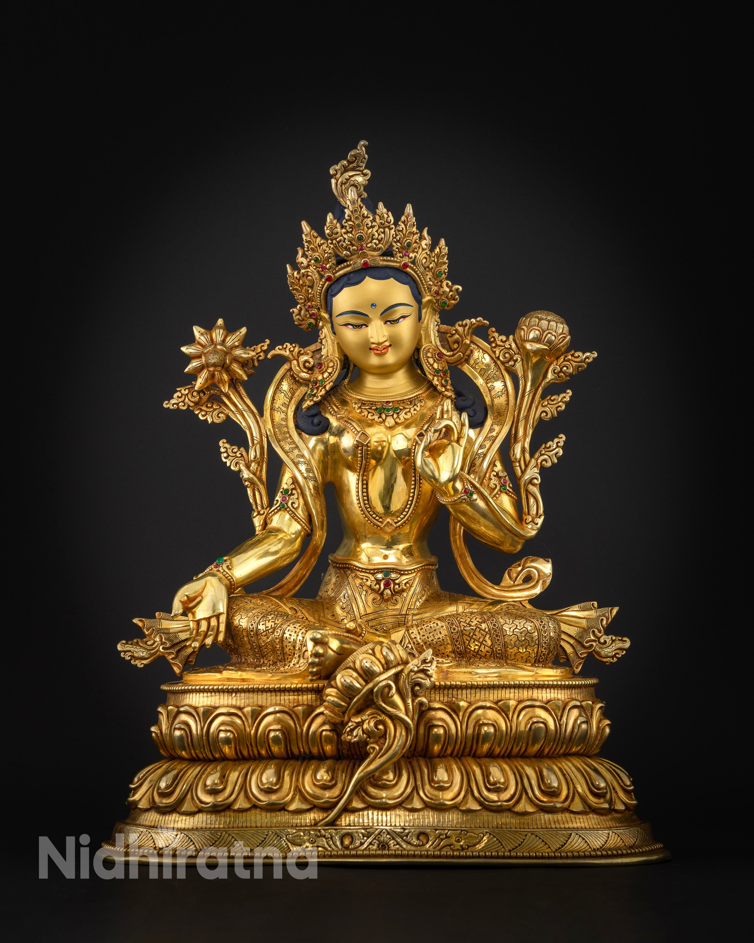 Green Tara Buddha Statue: Himalayan Tibetan Art