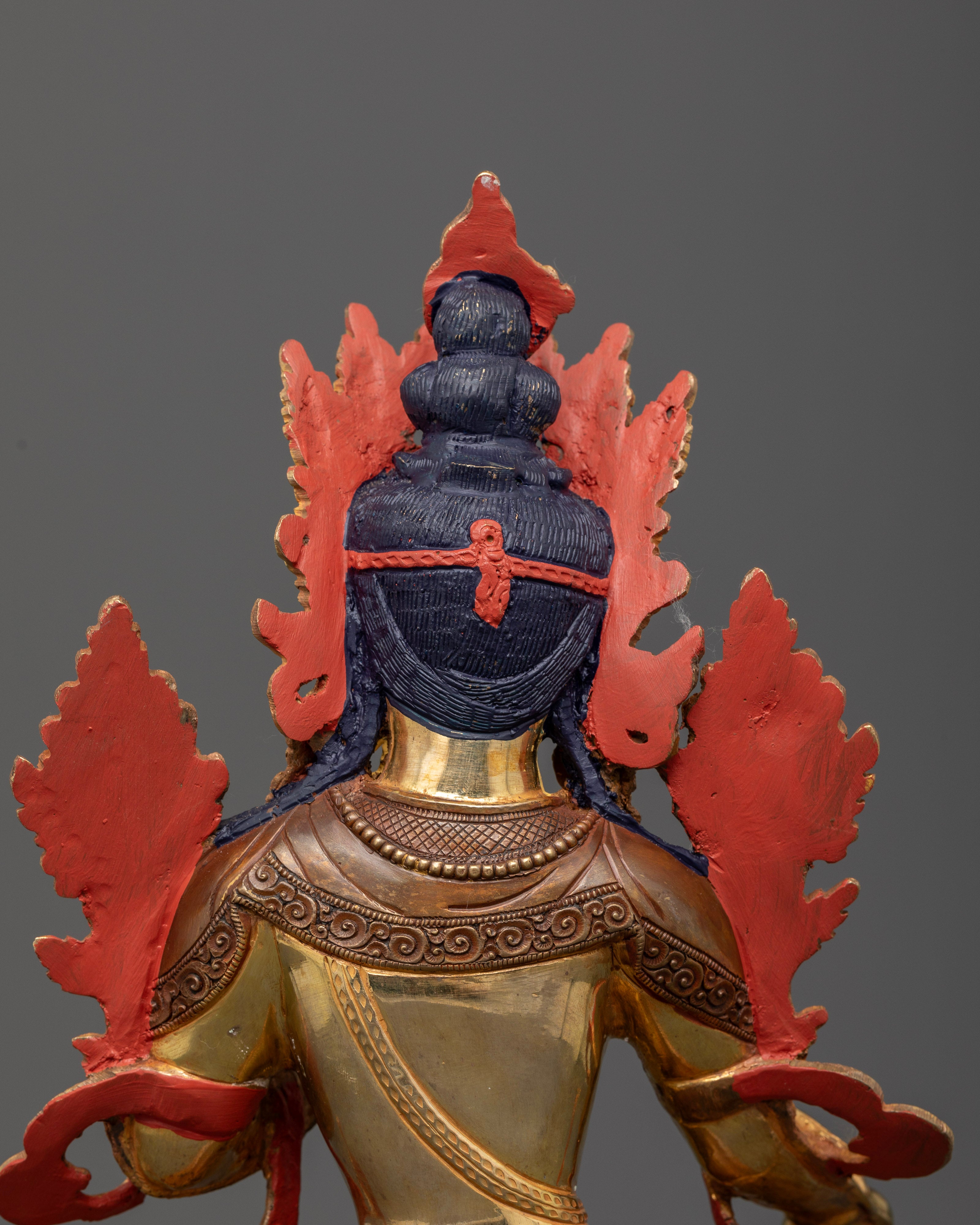 Half Oxidized and Half Gold Dolma (Green Tara) Statue