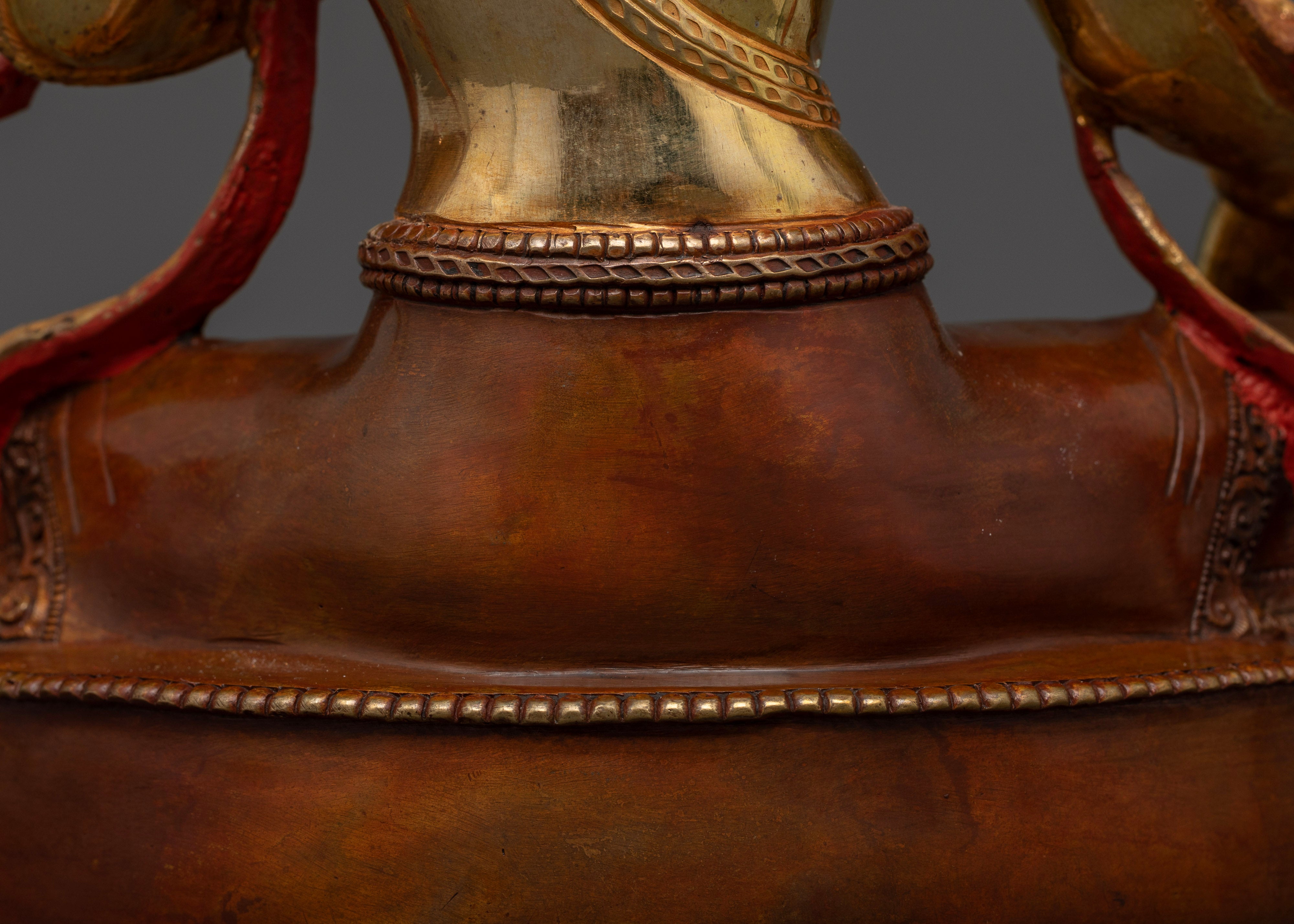 Half Oxidized and Half Gold Dolma (Green Tara) Statue